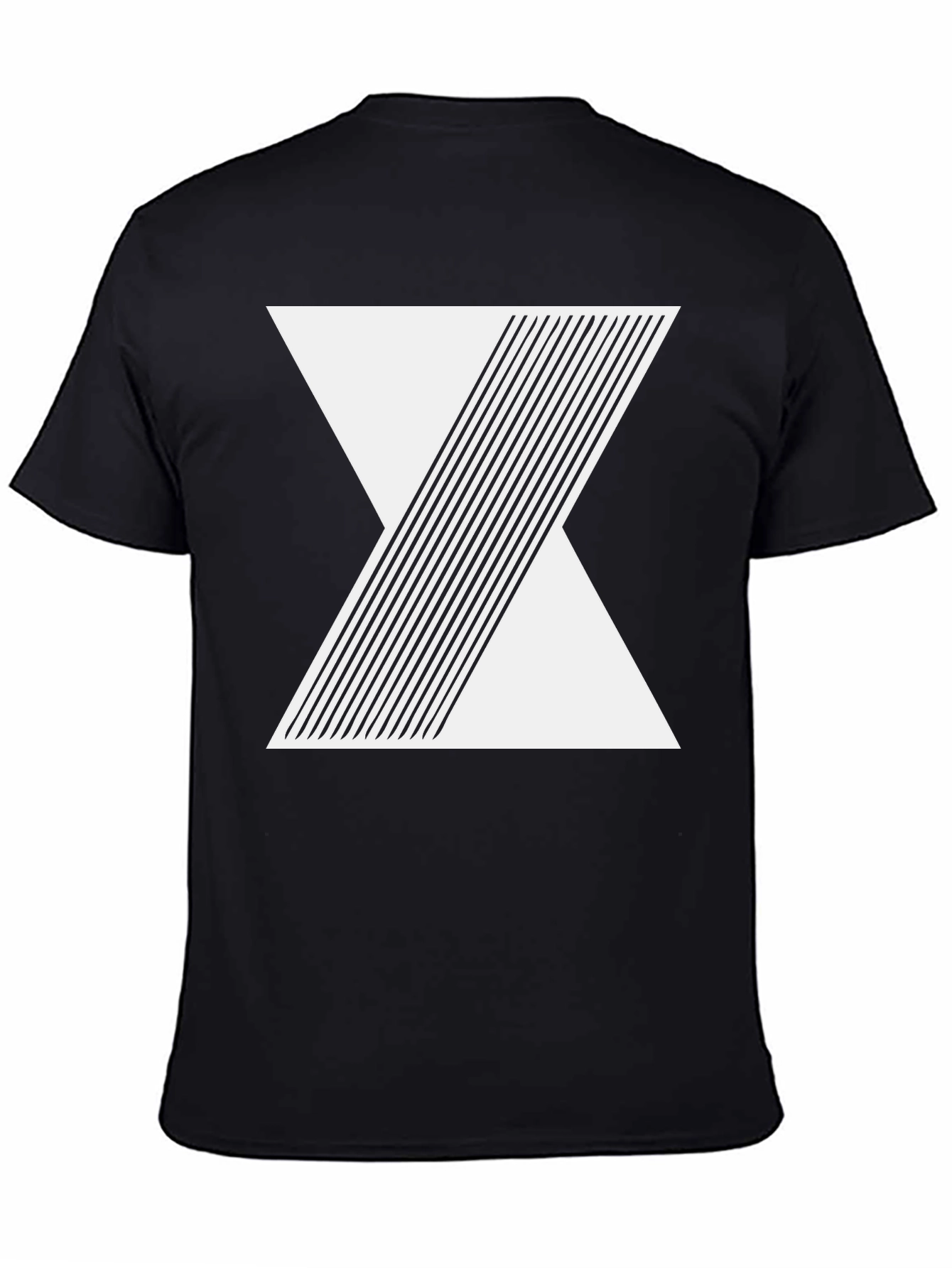 Geometric Line Design Black T-Shirt