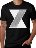 Geometric Line Design Black T-Shirt