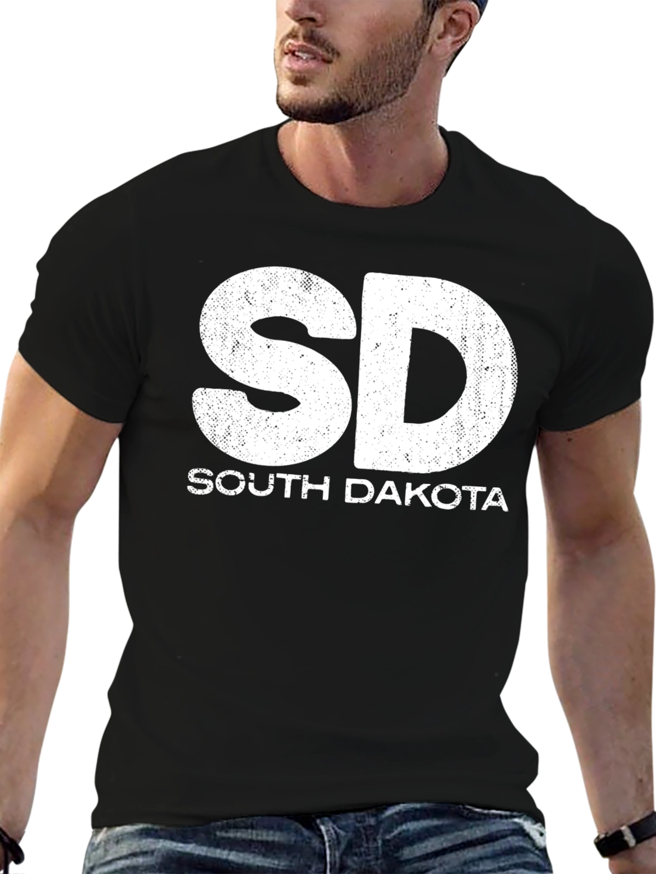 South Dakota SD T-Shirt - Black Short Sleeve Tee