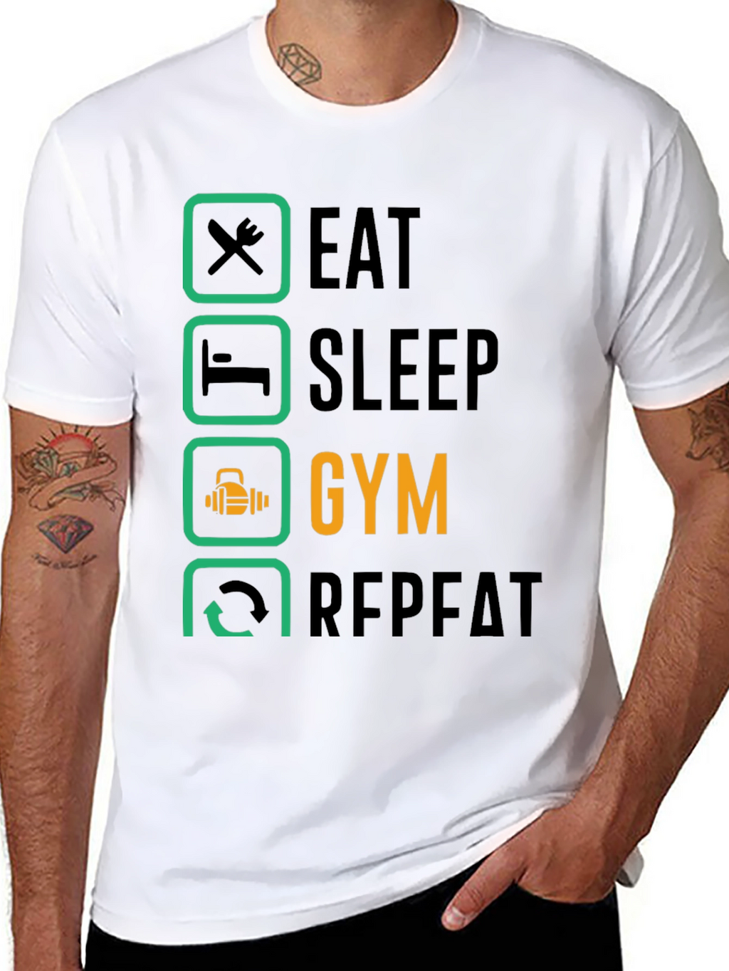 Eat Sleep Gym Repeat T-Shirt - Fitness Lifestyle Tee