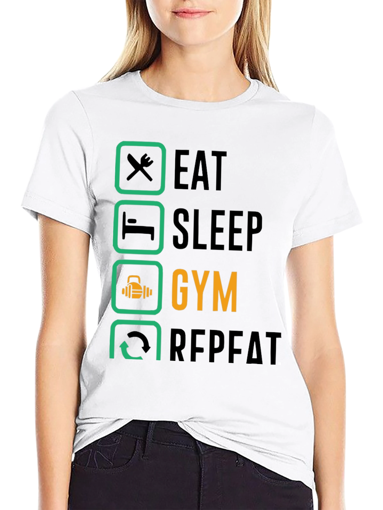 Eat Sleep Gym Repeat T-Shirt - Fitness Lifestyle Tee