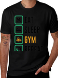 Eat Sleep Gym Repeat T-Shirt - Fitness Lifestyle Tee