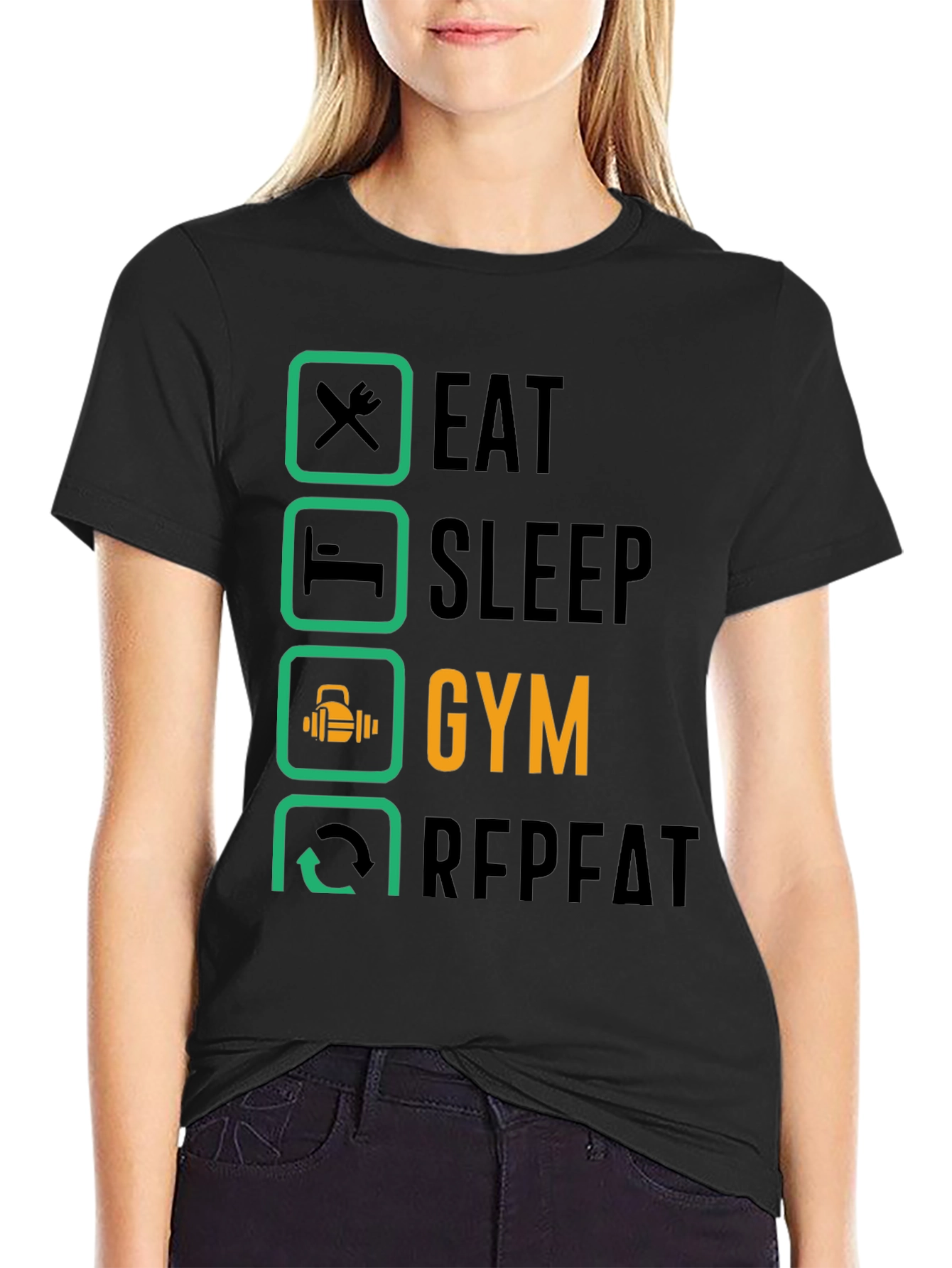 Eat Sleep Gym Repeat T-Shirt - Fitness Lifestyle Tee