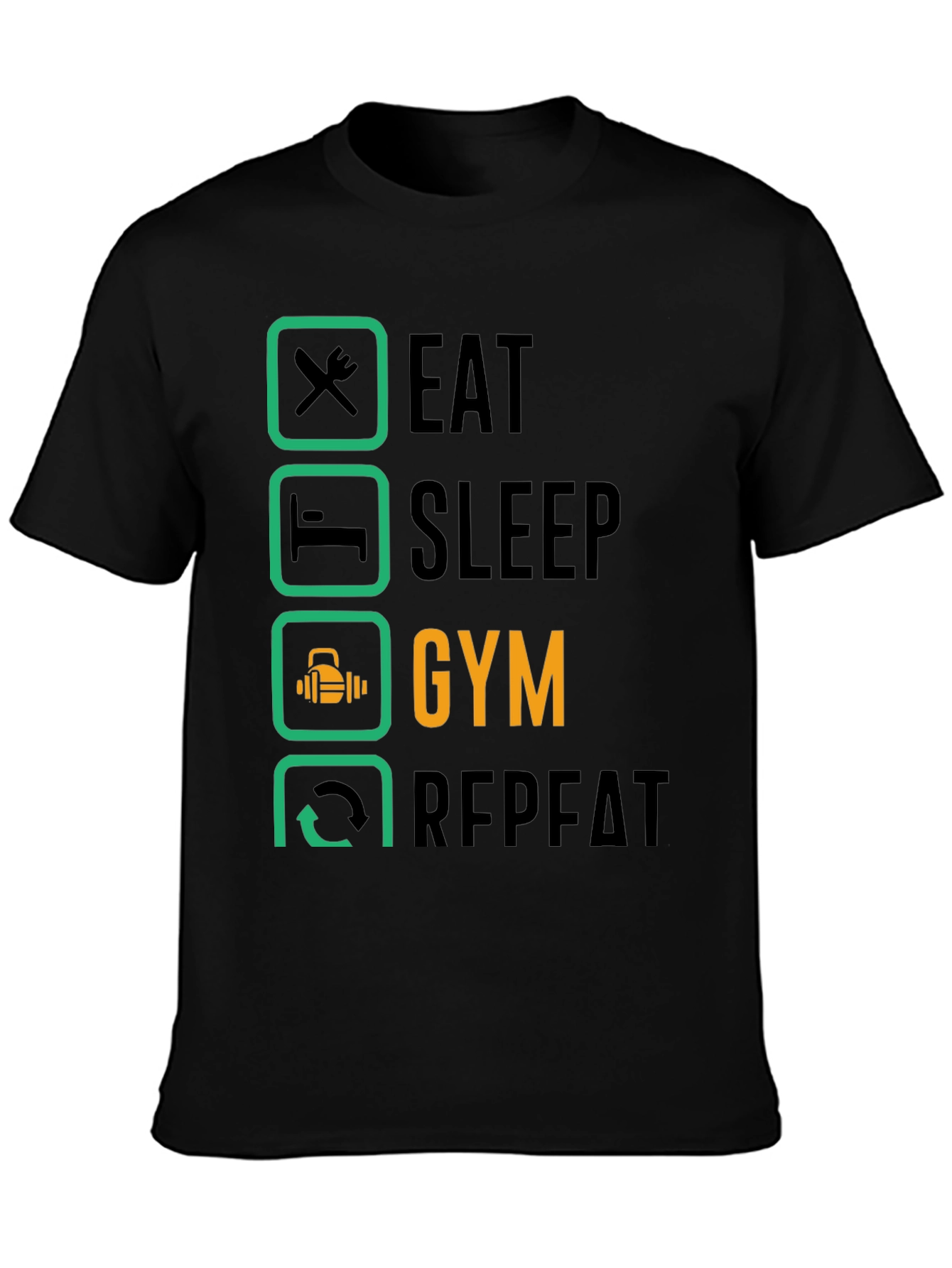 Eat Sleep Gym Repeat T-Shirt - Fitness Lifestyle Tee