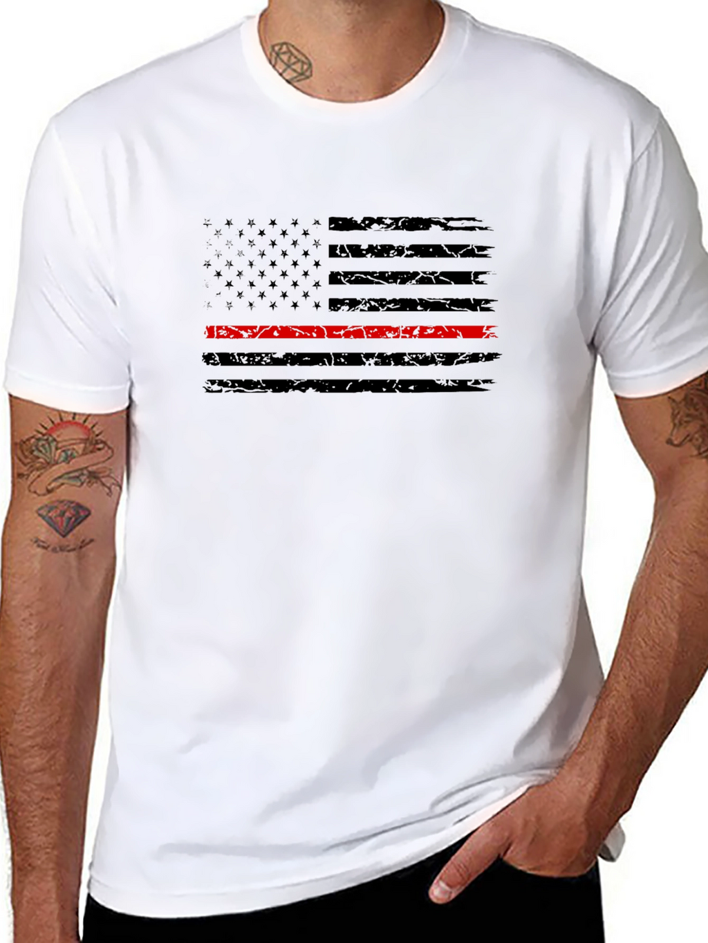 Thin Red Line American Flag Firefighter T-Shirt