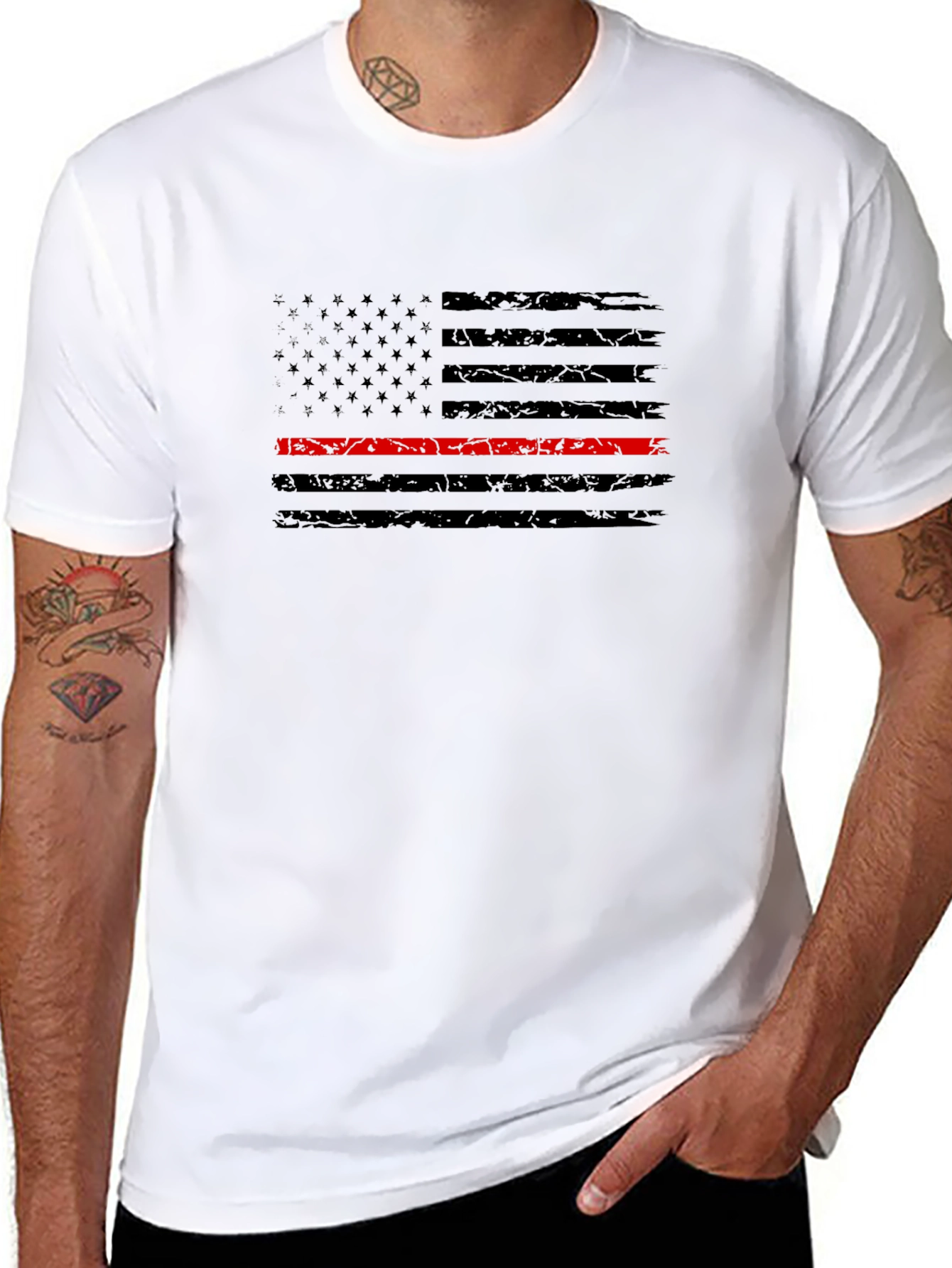 Thin Red Line American Flag Firefighter T-Shirt