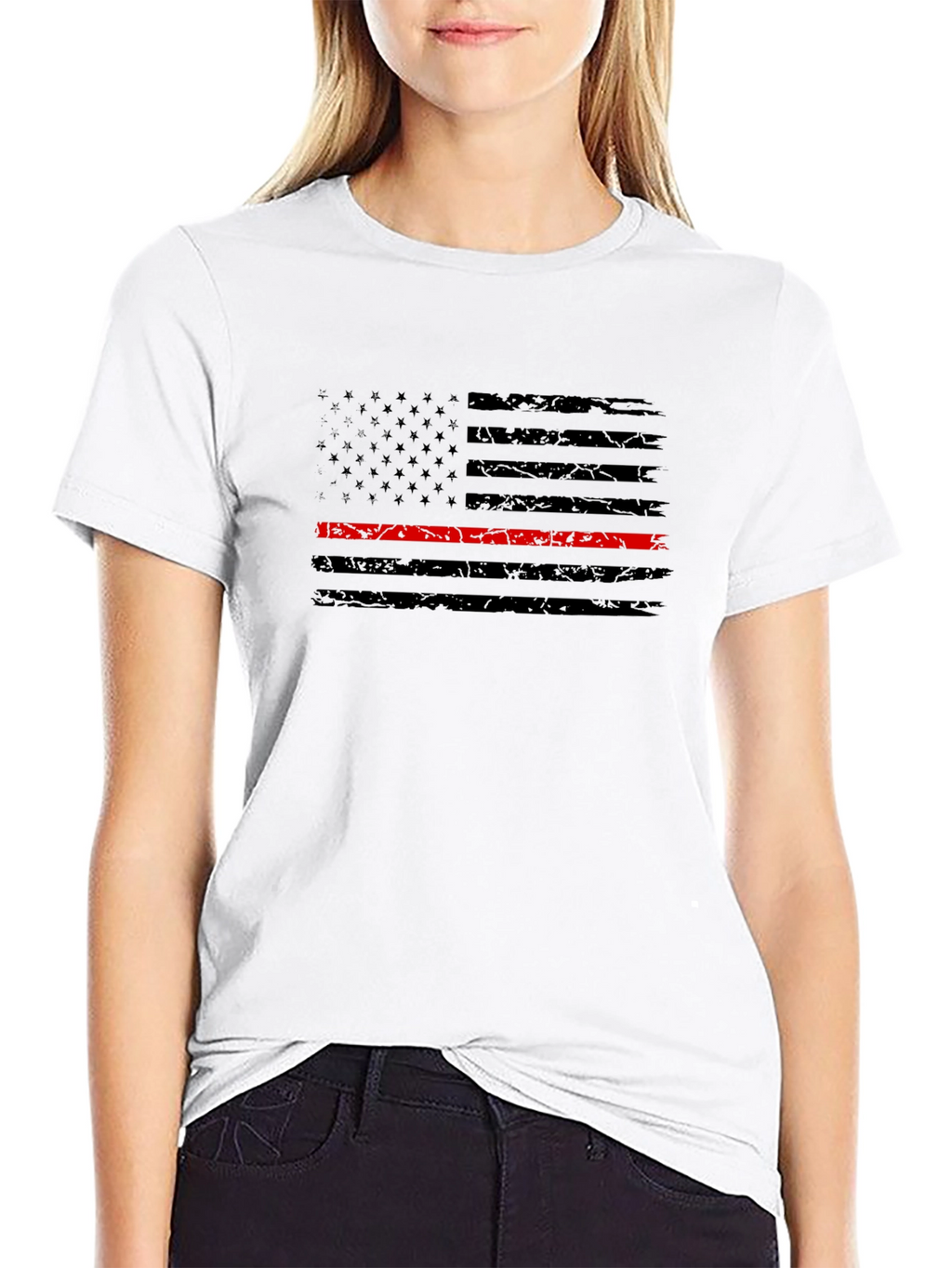 Thin Red Line American Flag Firefighter T-Shirt