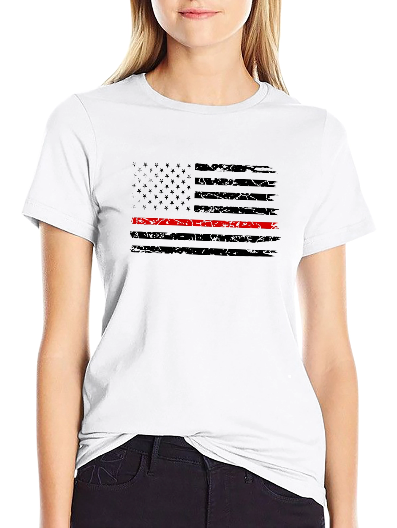 Thin Red Line American Flag Firefighter T-Shirt