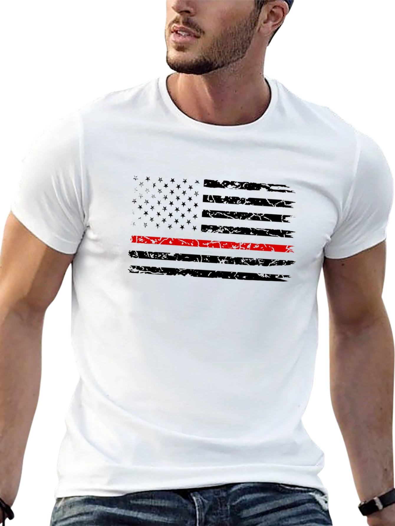 Thin Red Line American Flag Firefighter T-Shirt