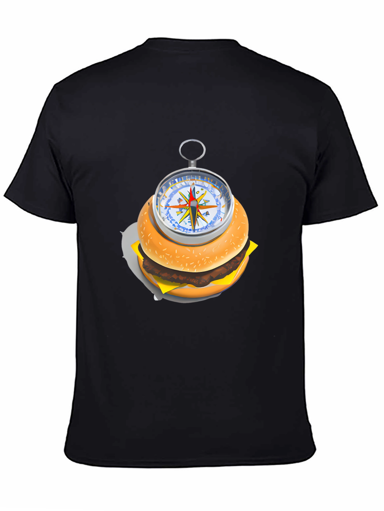 Burger Compass Graphic Tee - Novelty Foodie T-Shirt