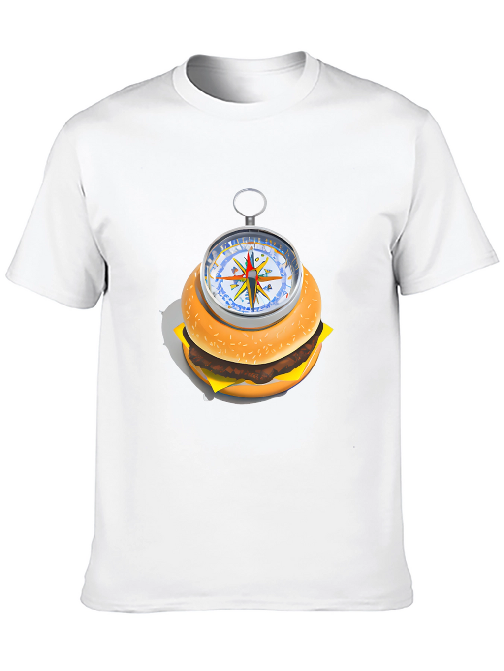 Burger Compass Graphic Tee - Novelty Foodie T-Shirt