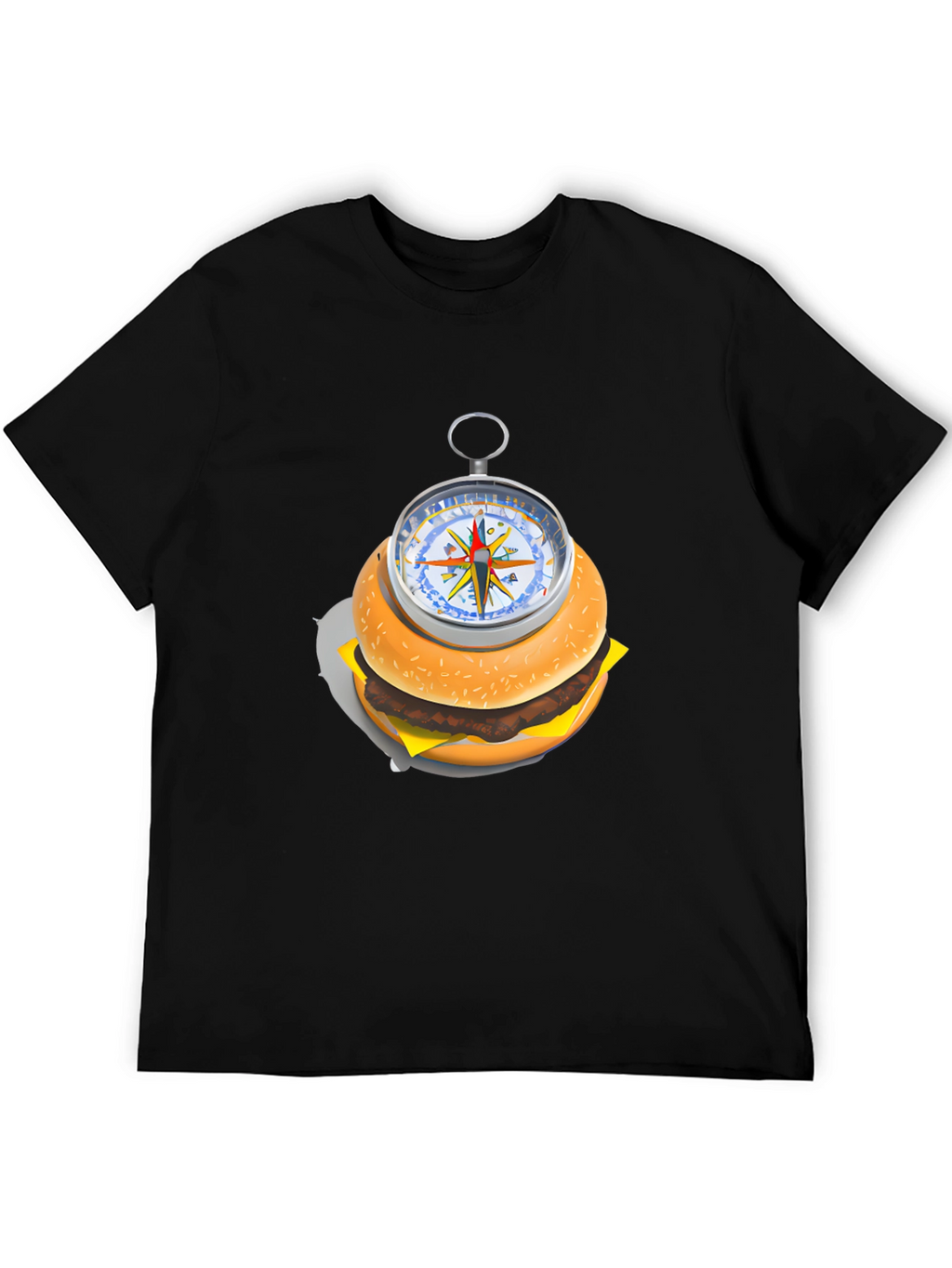 Burger Compass Graphic Tee - Novelty Foodie T-Shirt