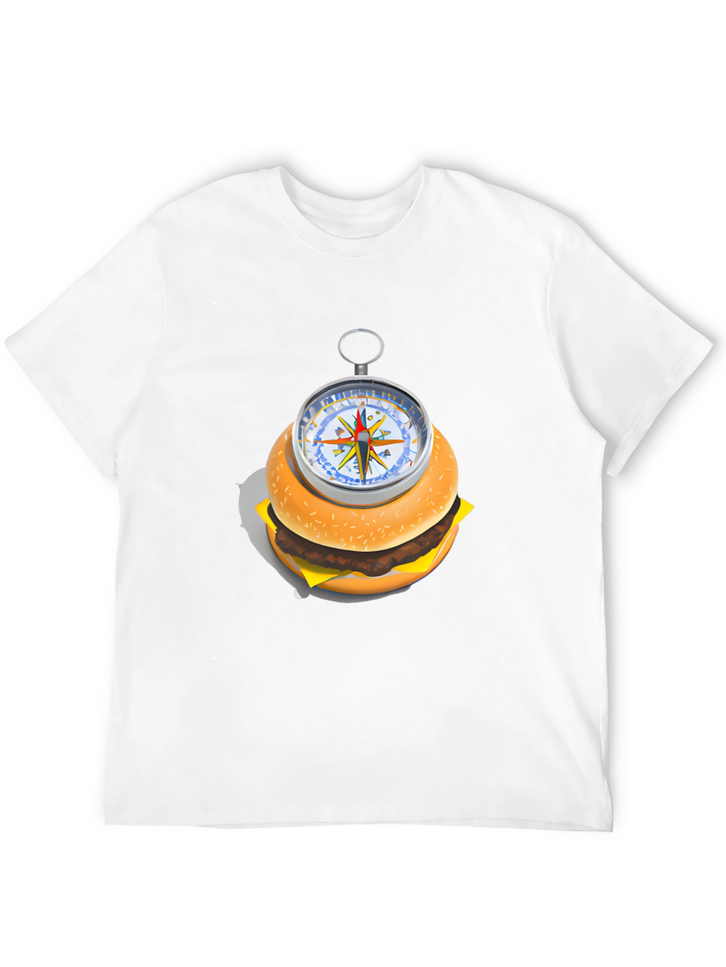 Burger Compass Graphic Tee - Novelty Foodie T-Shirt