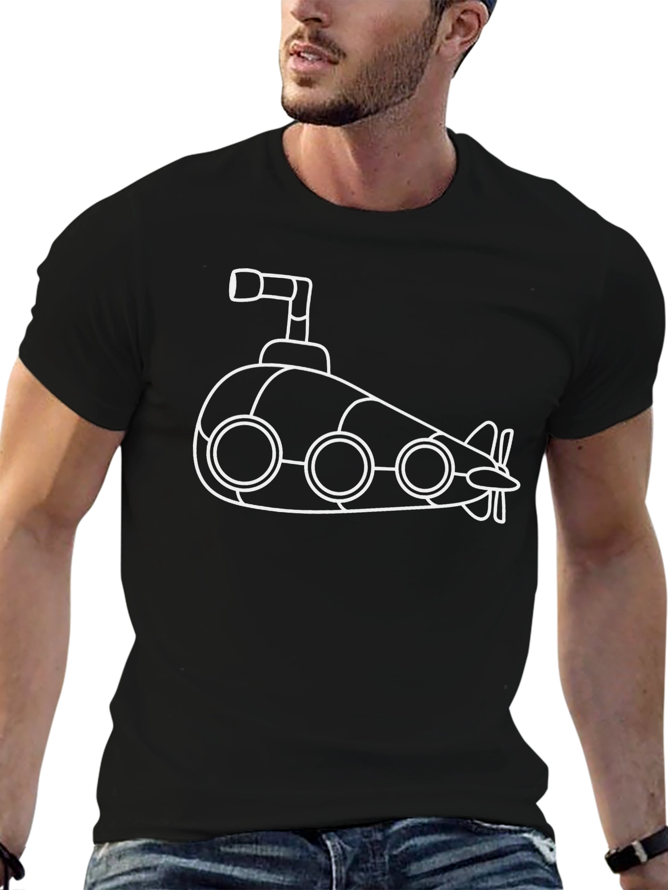 Cartoon Submarine Graphic T-Shirt