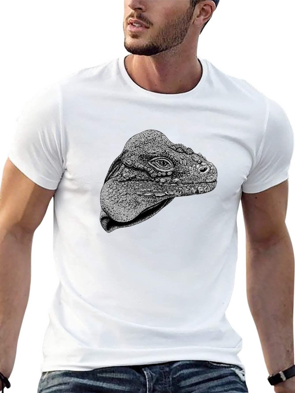 Iguana Head Graphic Tee - Unique Animal Print