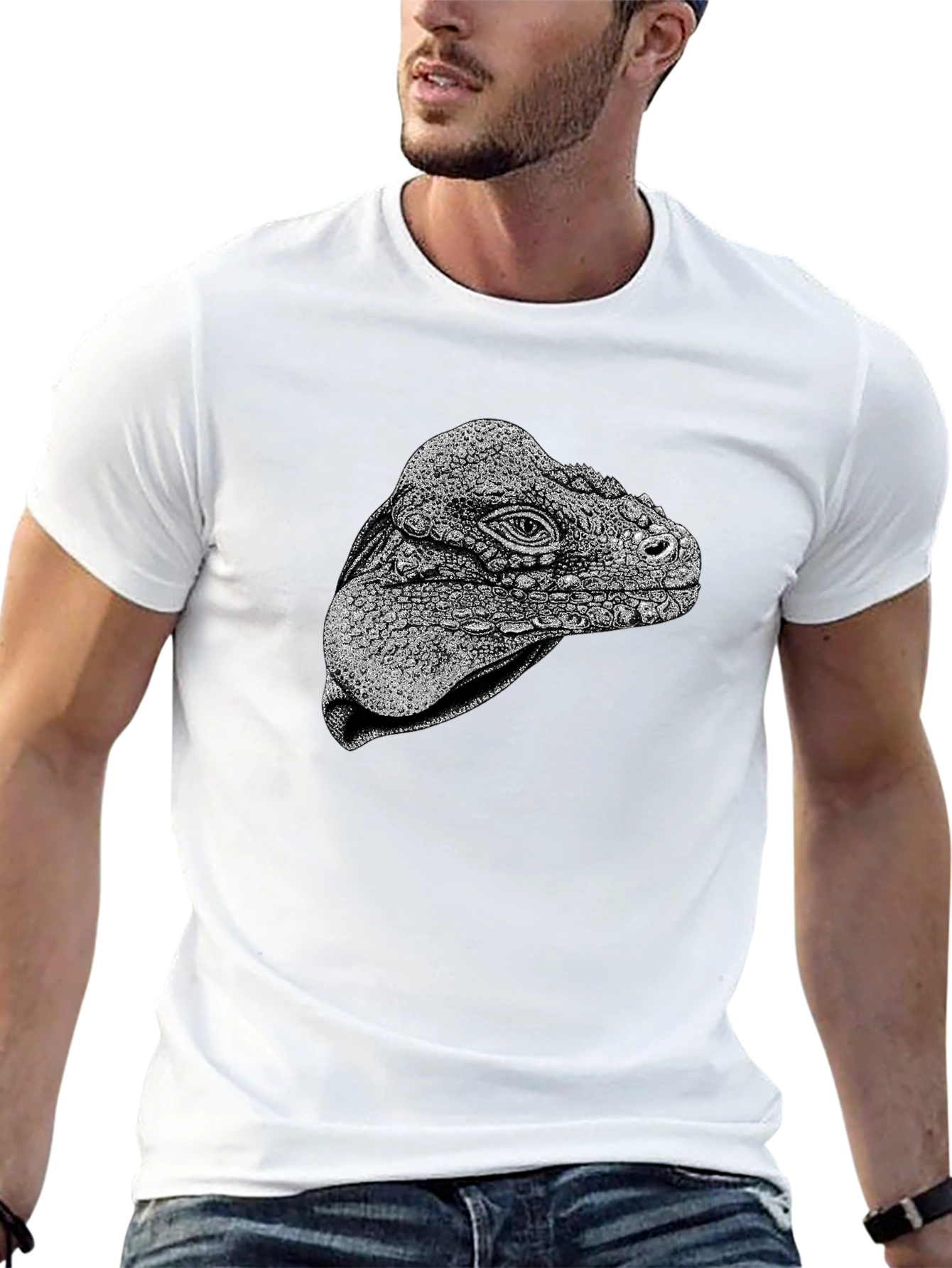 Iguana Head Graphic Tee - Unique Animal Print