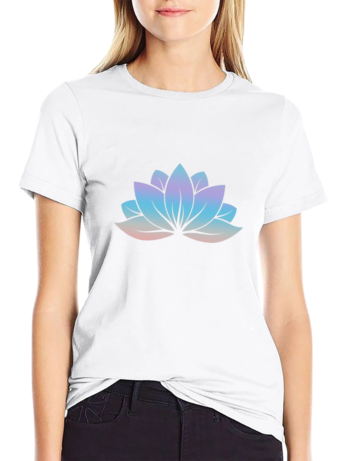 Lotus Flower Graphic Tee - Soft Black Cotton Shirt