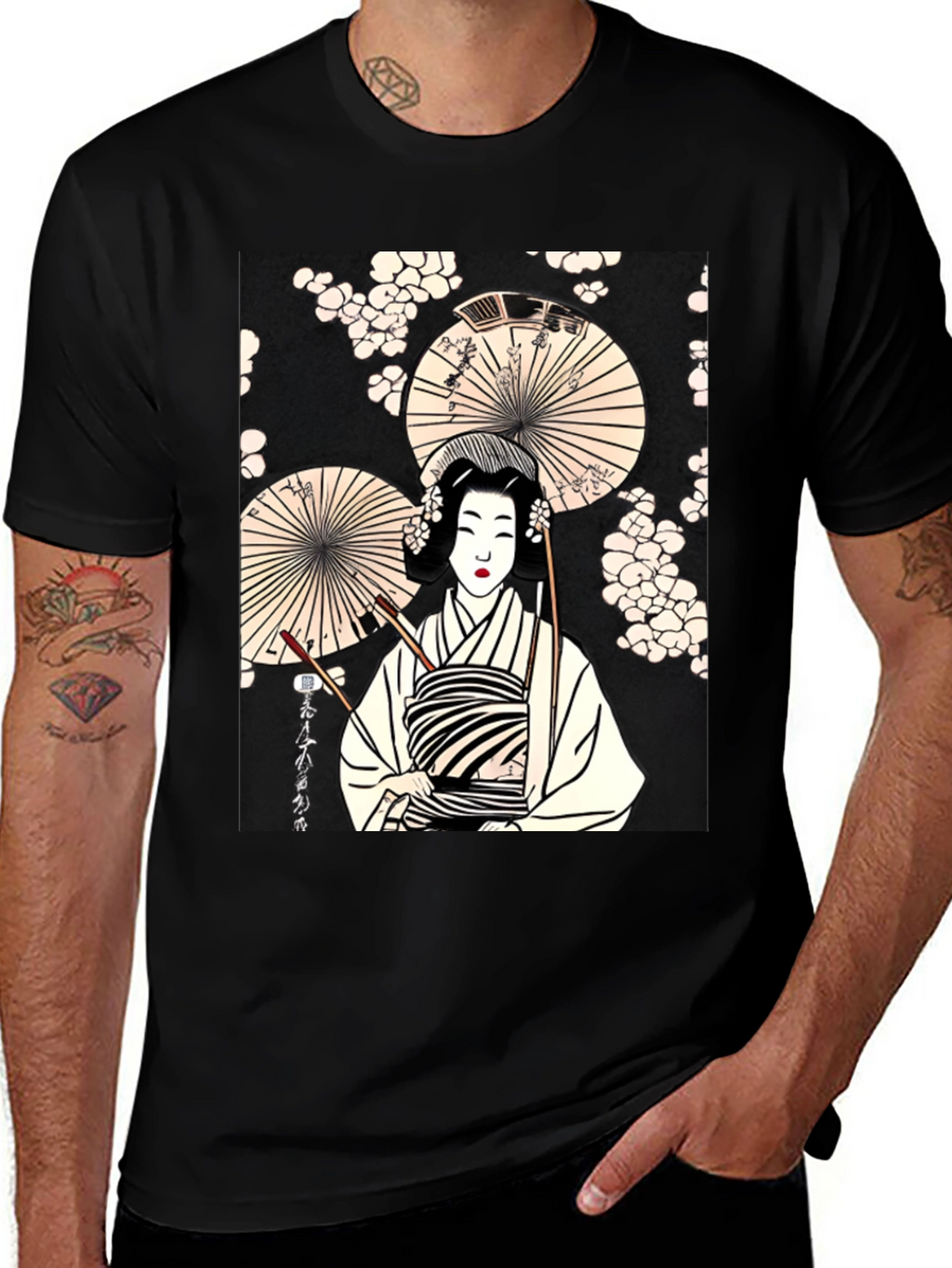 Geisha Art Graphic Tee - Trendy Unisex T-Shirt
