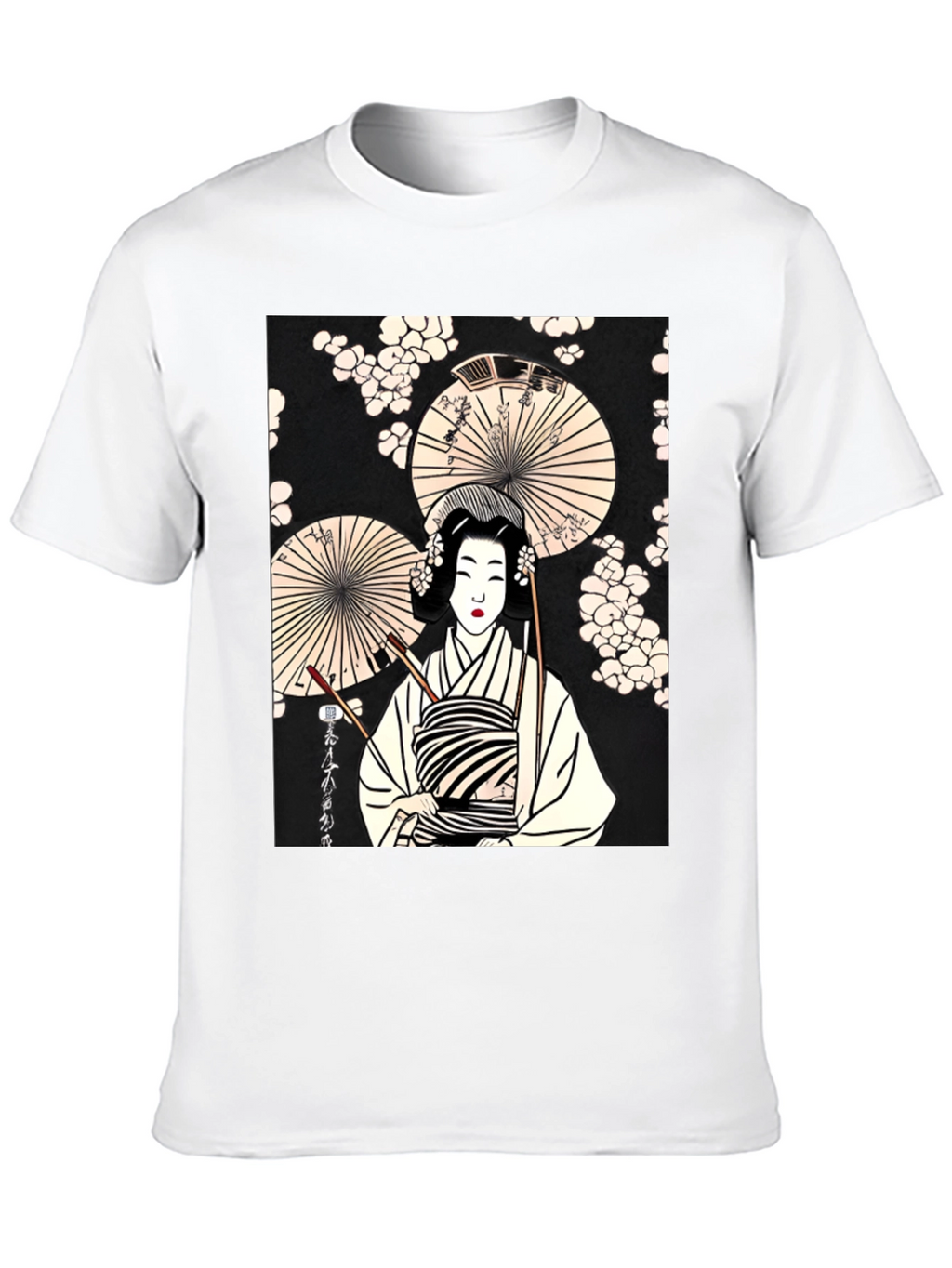 Geisha Art Graphic Tee - Trendy Unisex T-Shirt