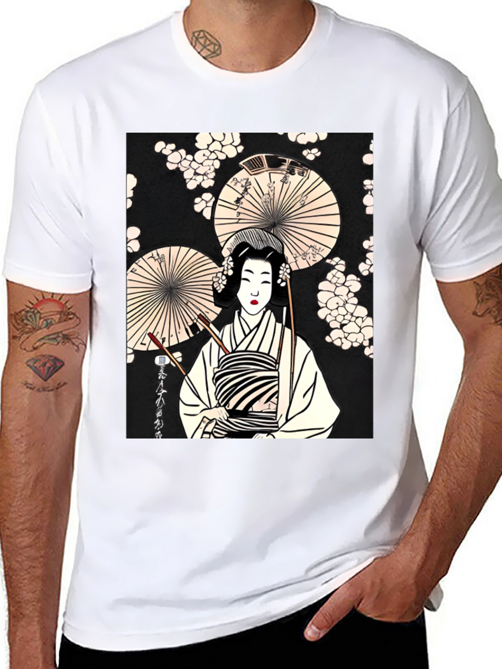Geisha Art Graphic Tee - Trendy Unisex T-Shirt