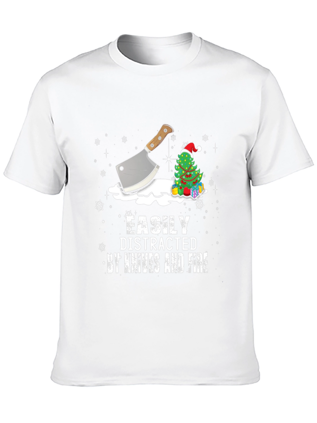 Easily Distracted By Knives and Fire Christmas T-Shirt