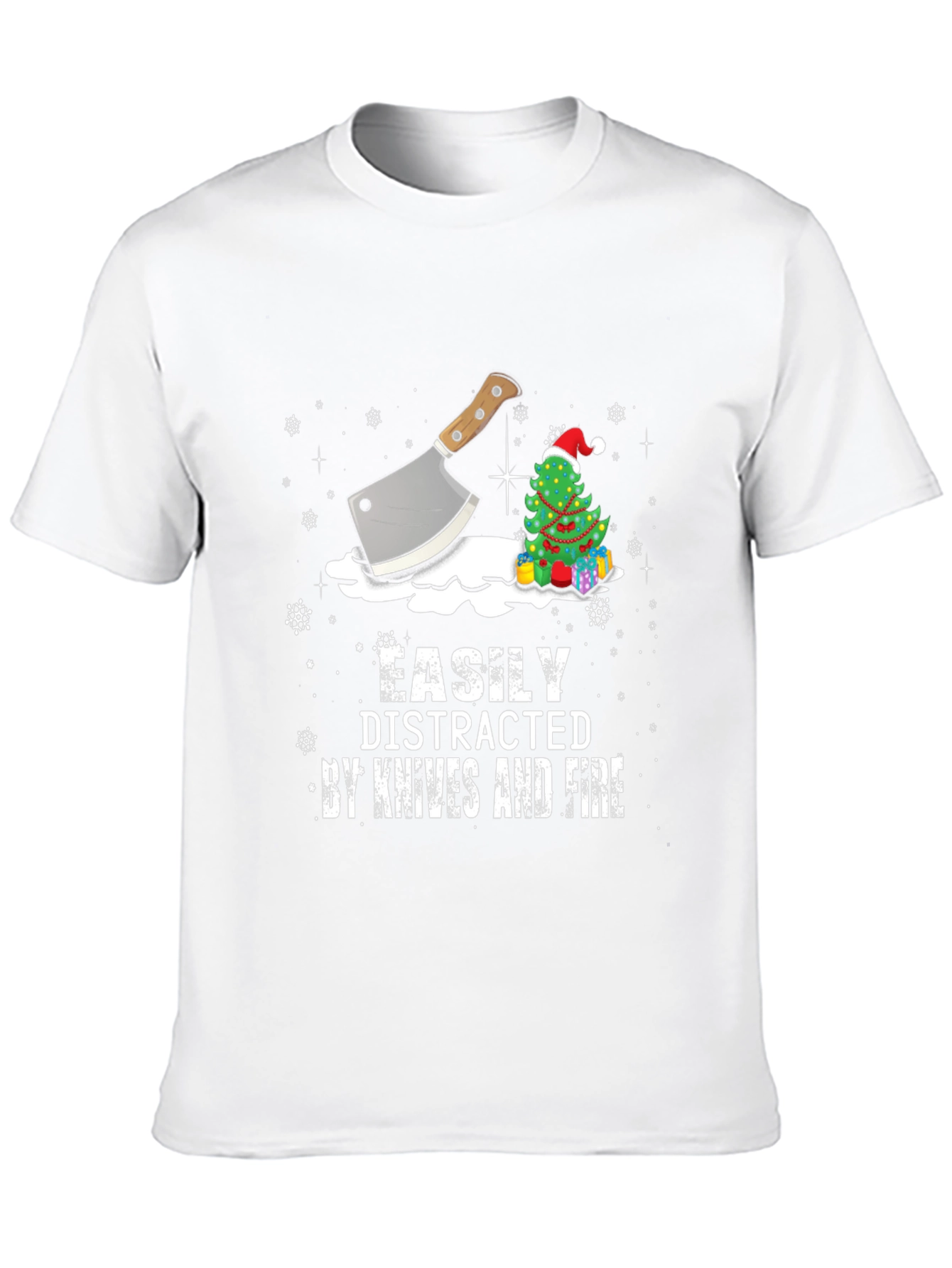 Easily Distracted By Knives and Fire Christmas T-Shirt