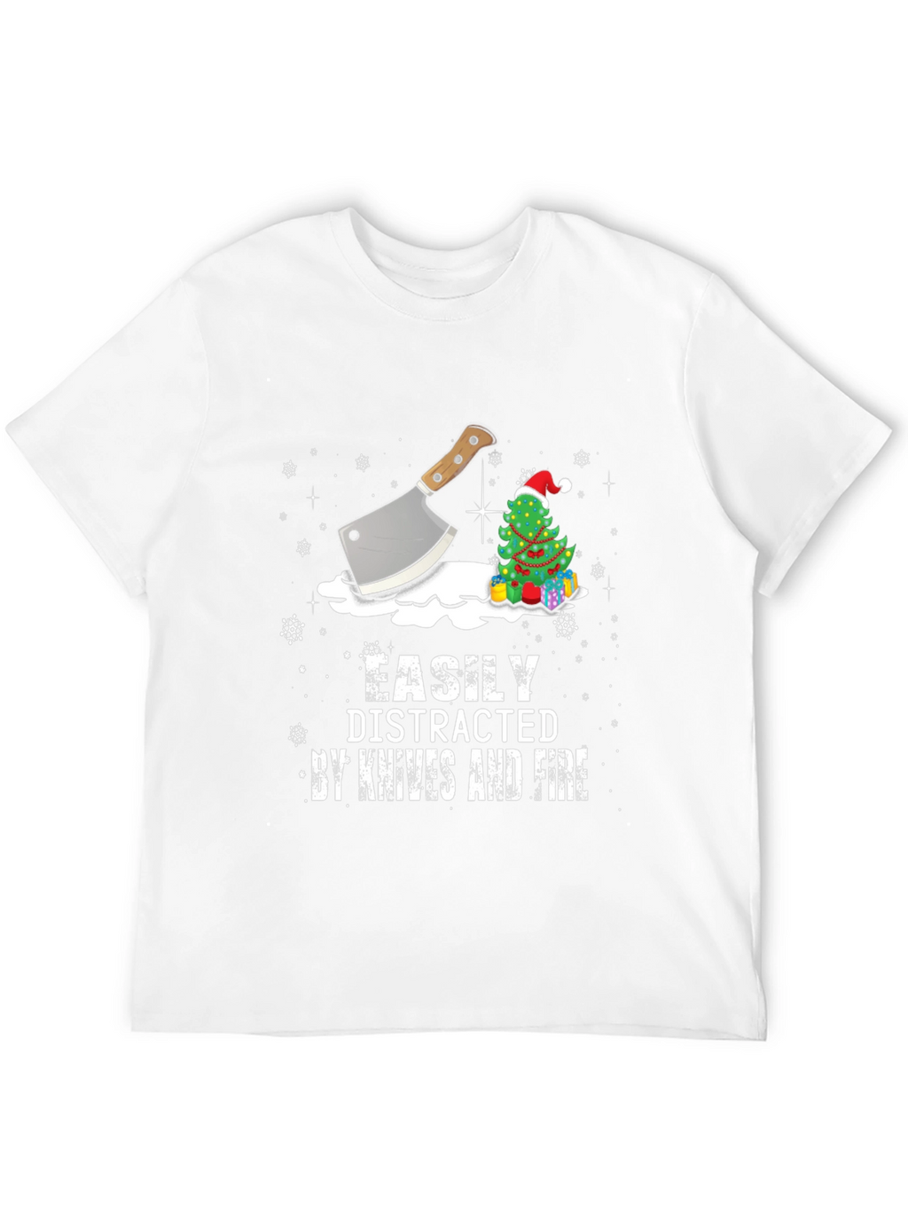 Easily Distracted By Knives and Fire Christmas T-Shirt