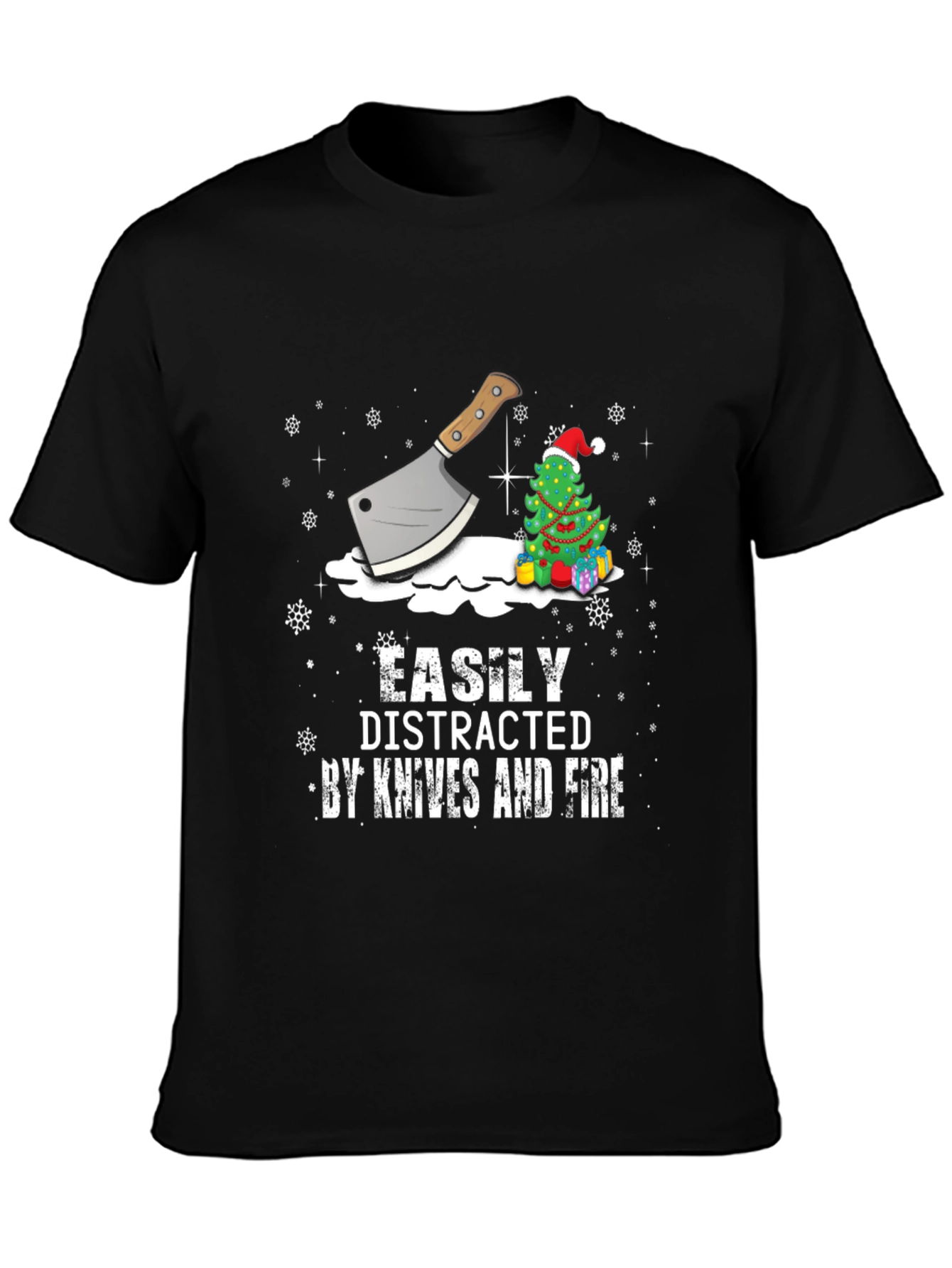Easily Distracted By Knives and Fire Christmas T-Shirt