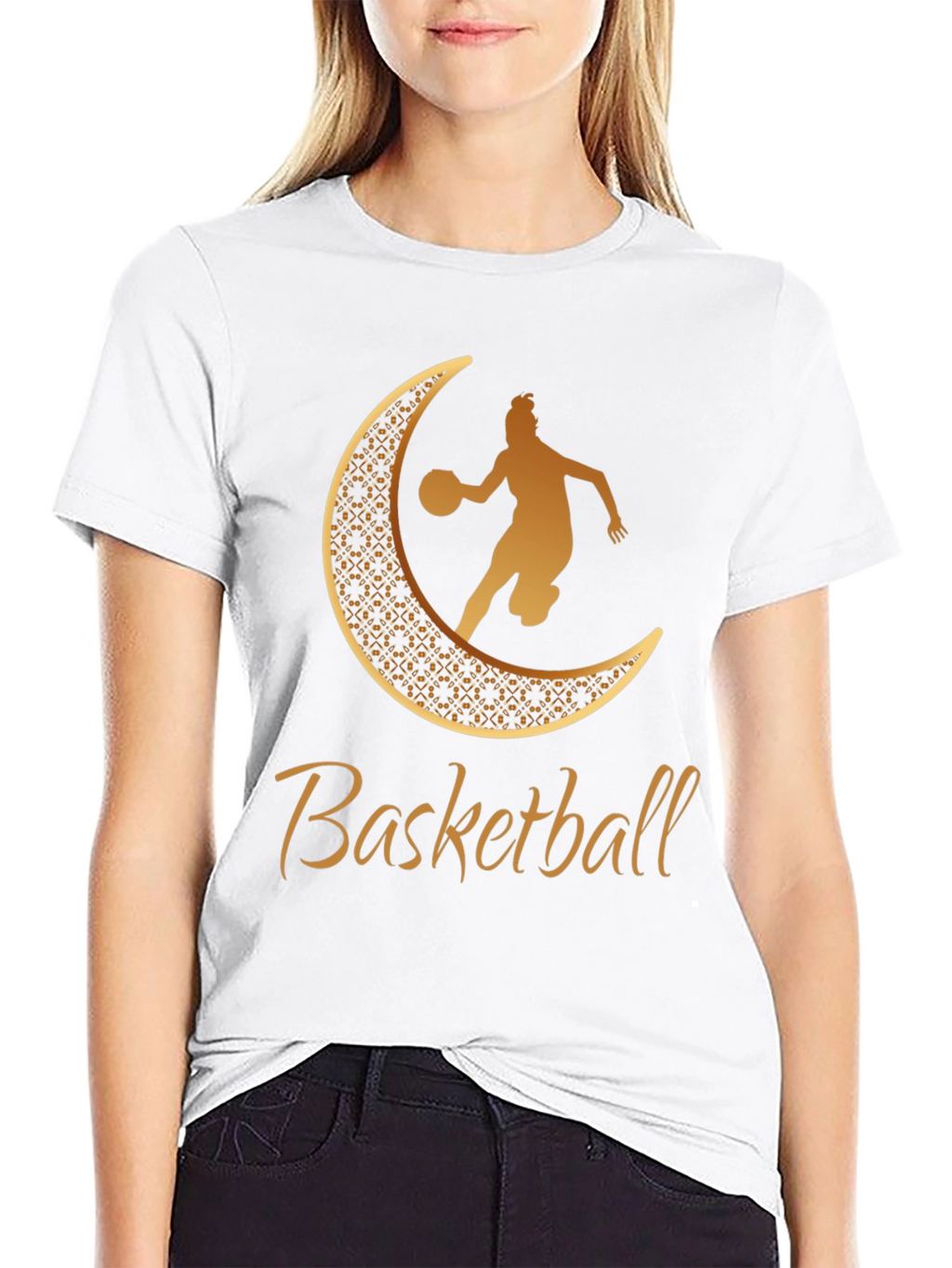 Basketball Crescent Moon Graphic Tee