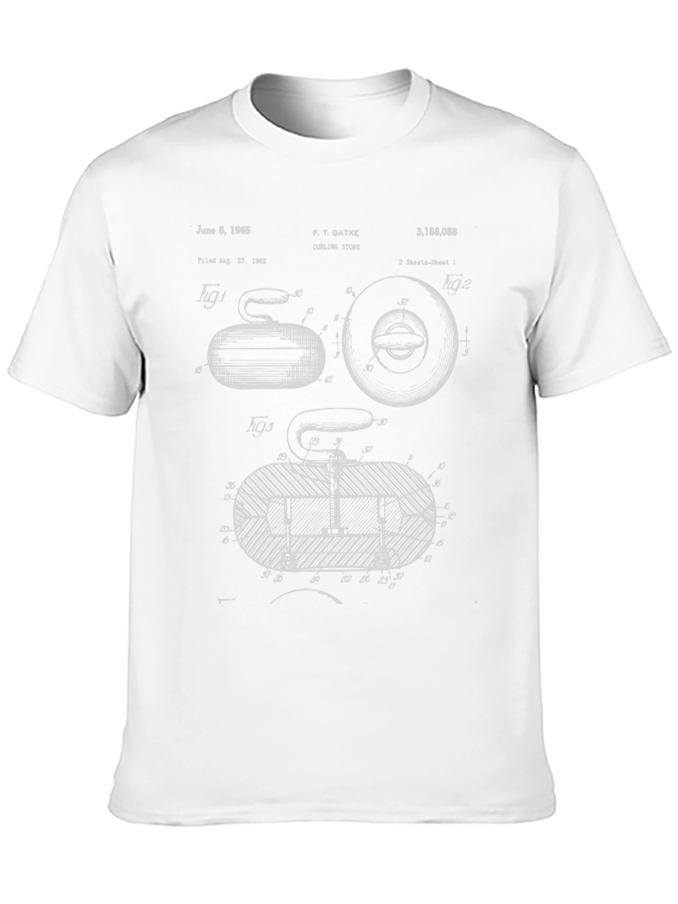 Curling Stone Blueprint Graphic T-Shirt