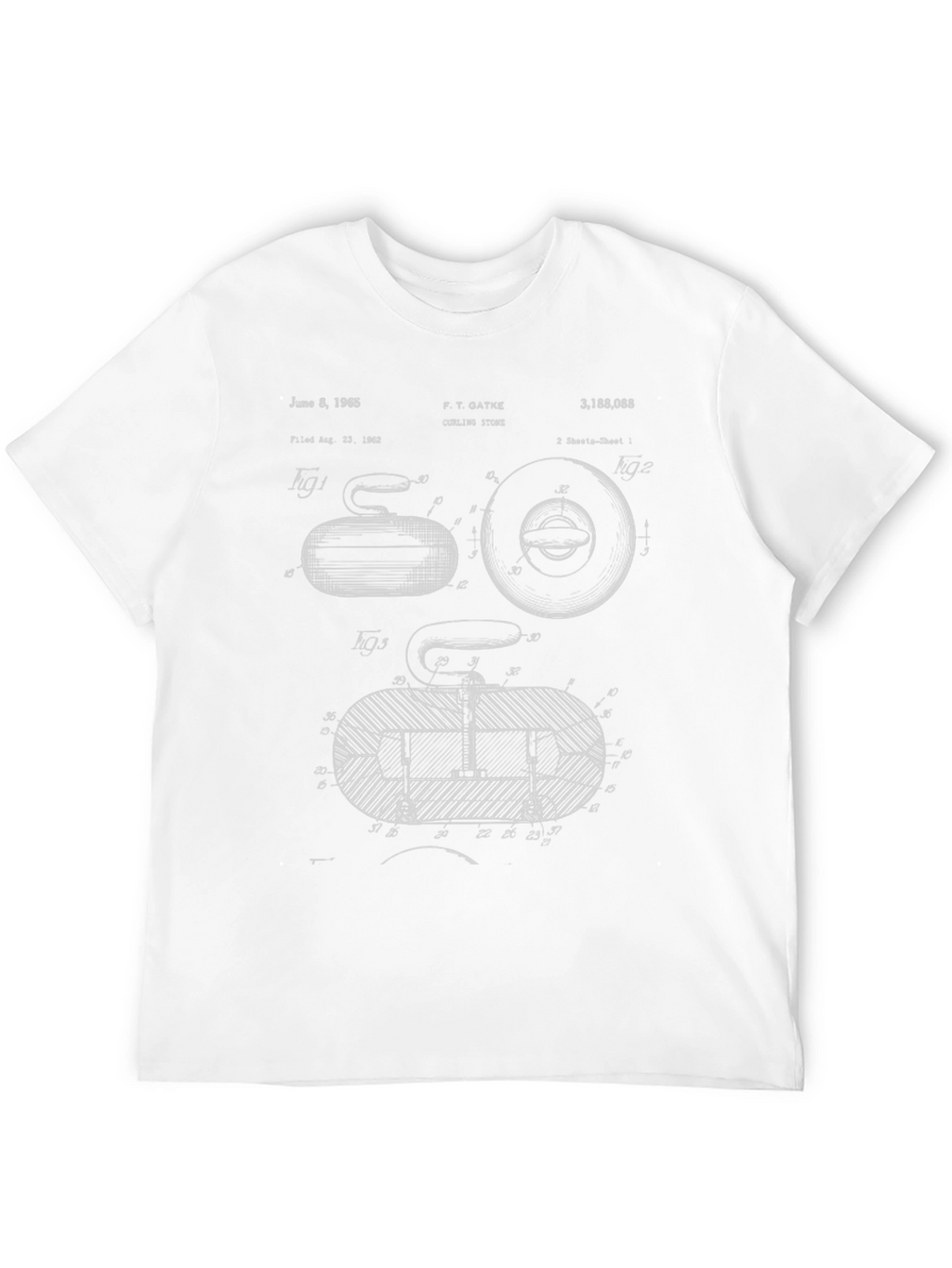 Curling Stone Blueprint Graphic T-Shirt