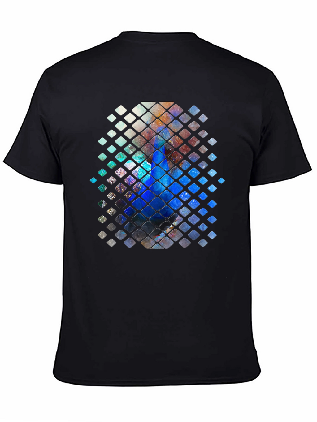 Abstract Mosaic Graphic Print Black T-Shirt