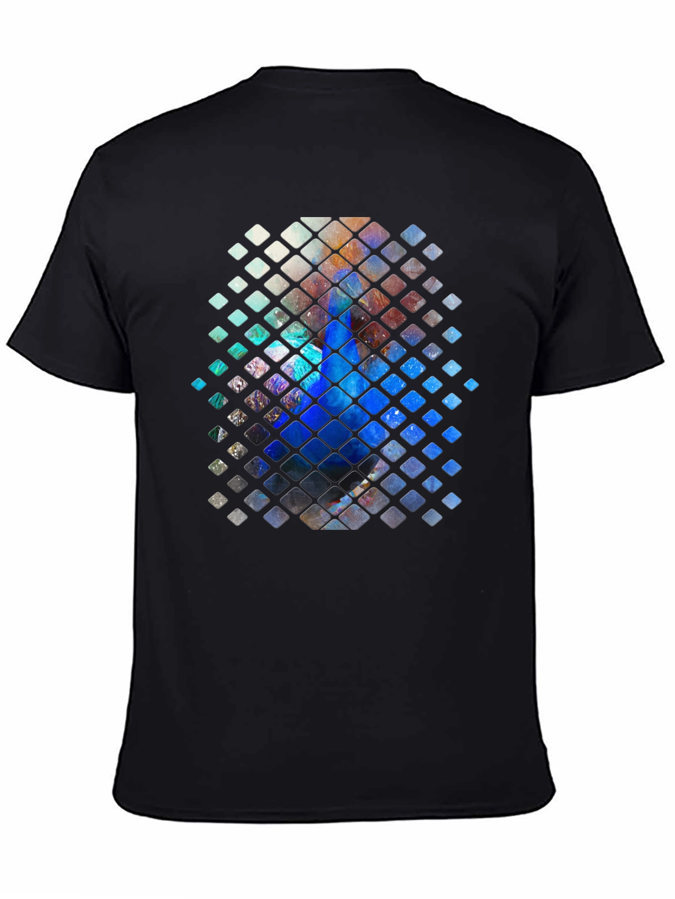 Abstract Mosaic Graphic Print Black T-Shirt