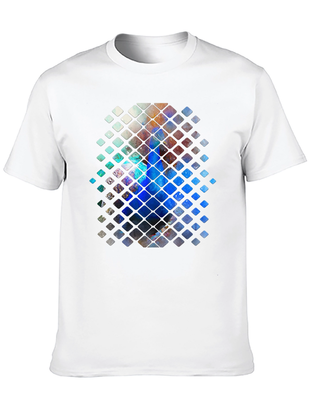 Abstract Mosaic Graphic Print Black T-Shirt