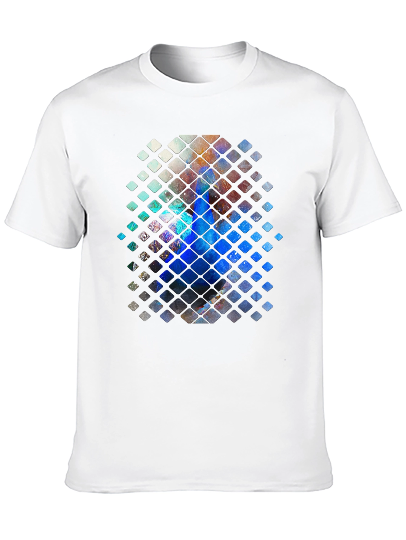 Abstract Mosaic Graphic Print Black T-Shirt
