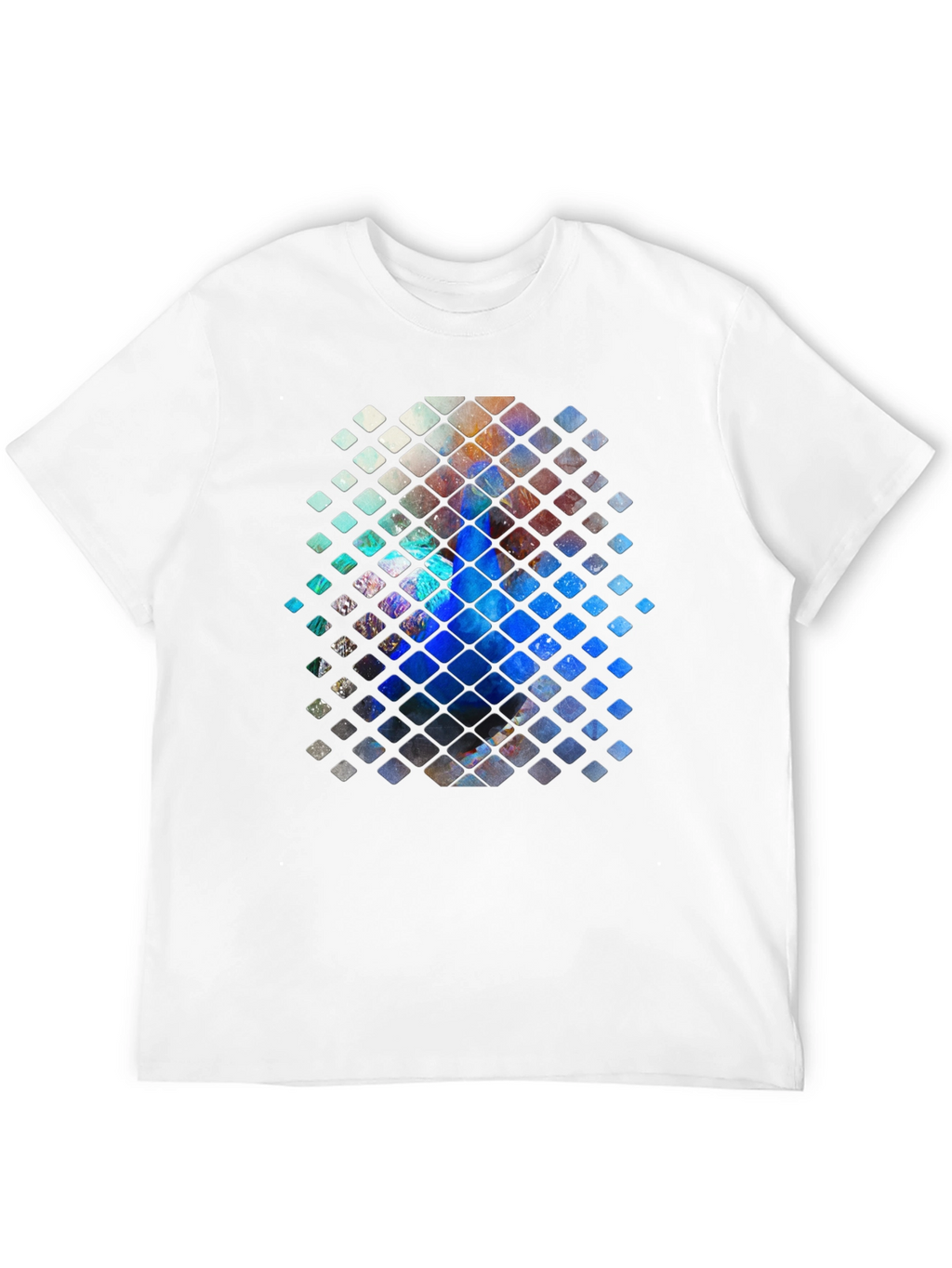 Abstract Mosaic Graphic Print Black T-Shirt