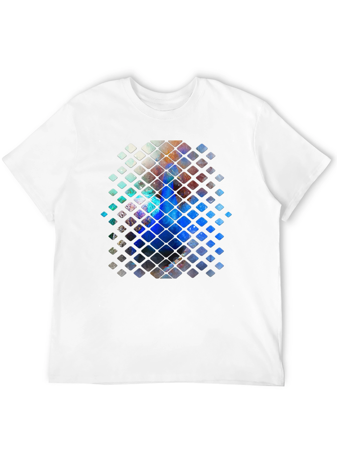 Abstract Mosaic Graphic Print Black T-Shirt