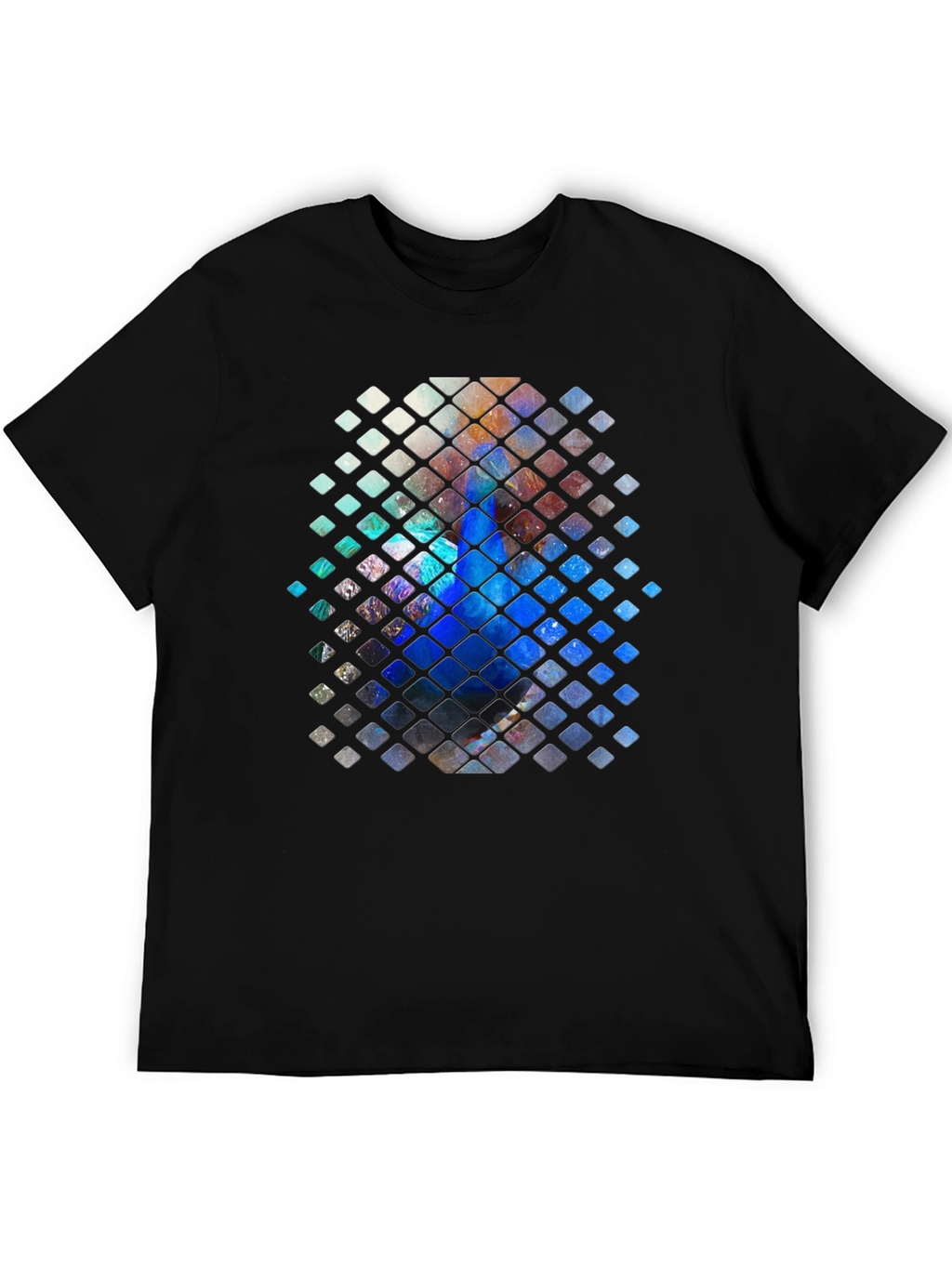 Abstract Mosaic Graphic Print Black T-Shirt