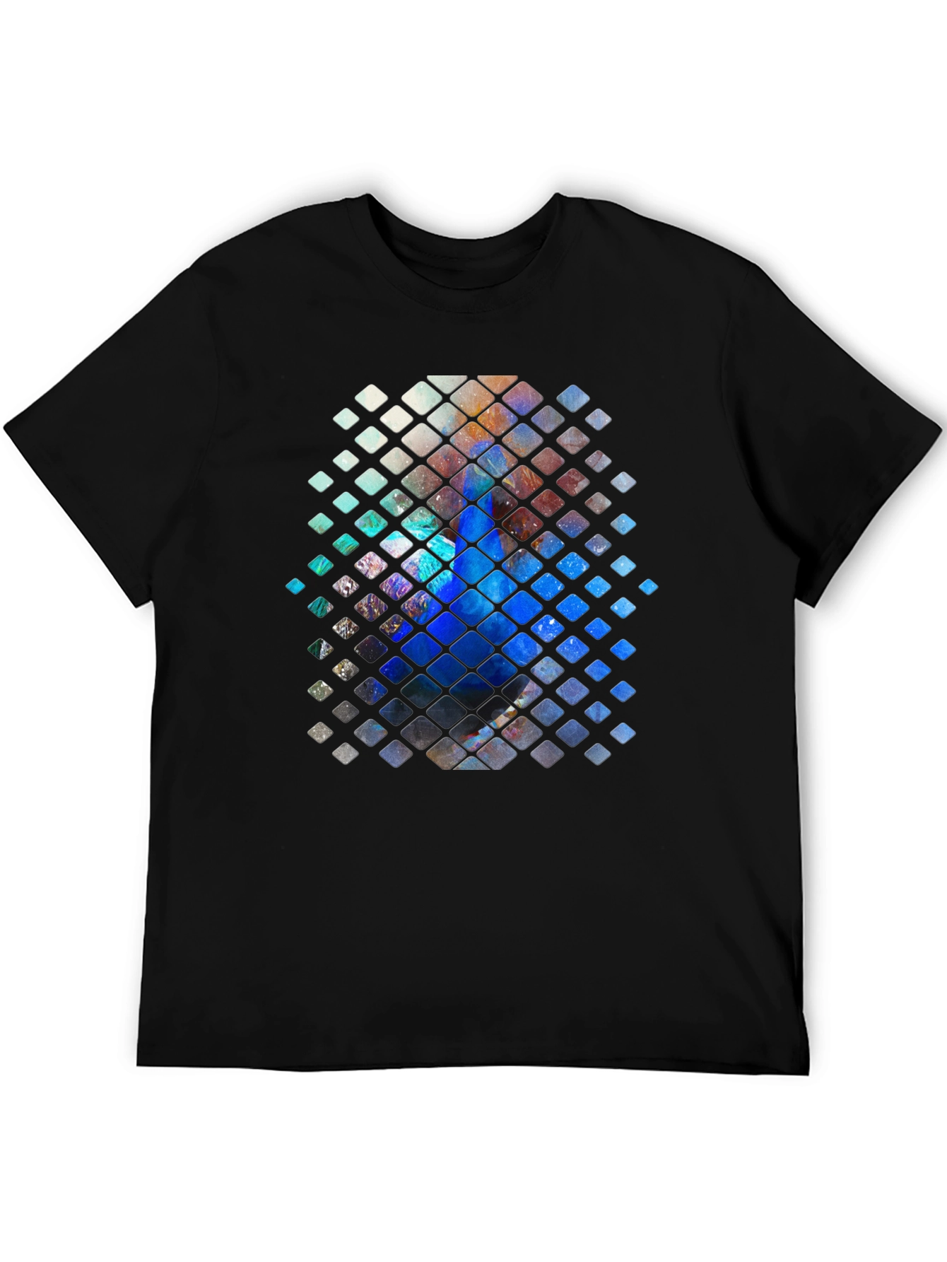 Abstract Mosaic Graphic Print Black T-Shirt