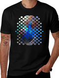 Abstract Mosaic Graphic Print Black T-Shirt