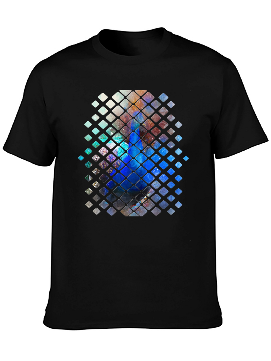 Abstract Mosaic Graphic Print Black T-Shirt