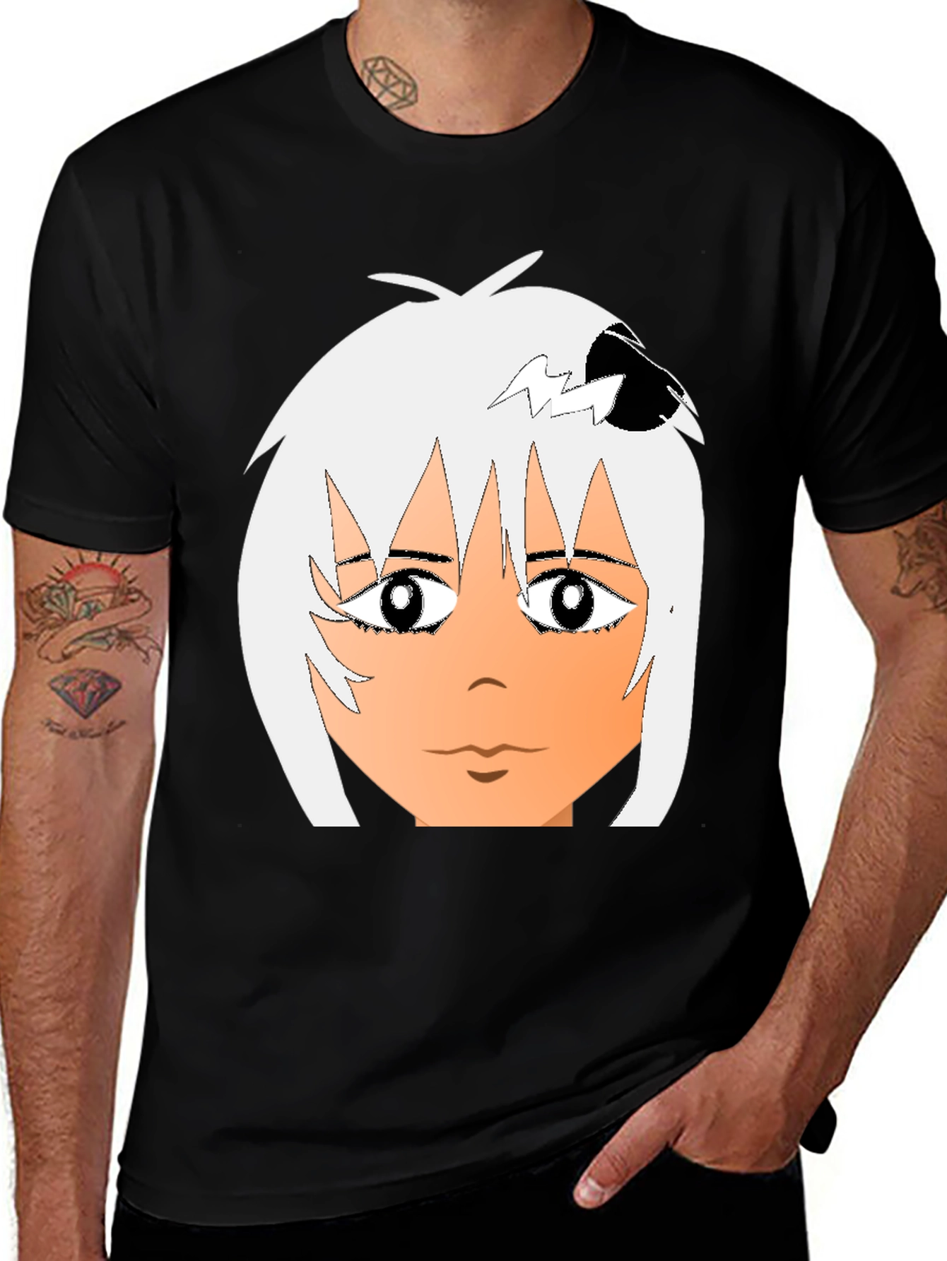 Anime Style Graphic Tee - Cool Black T-Shirt