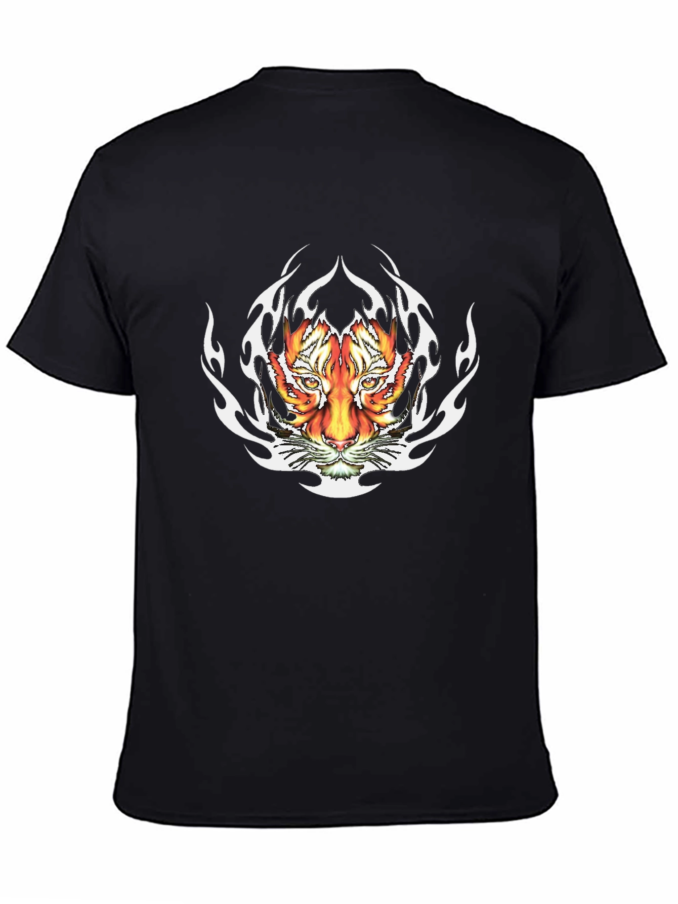 Fiery Tiger Graphic Tee - Bold Black T-Shirt