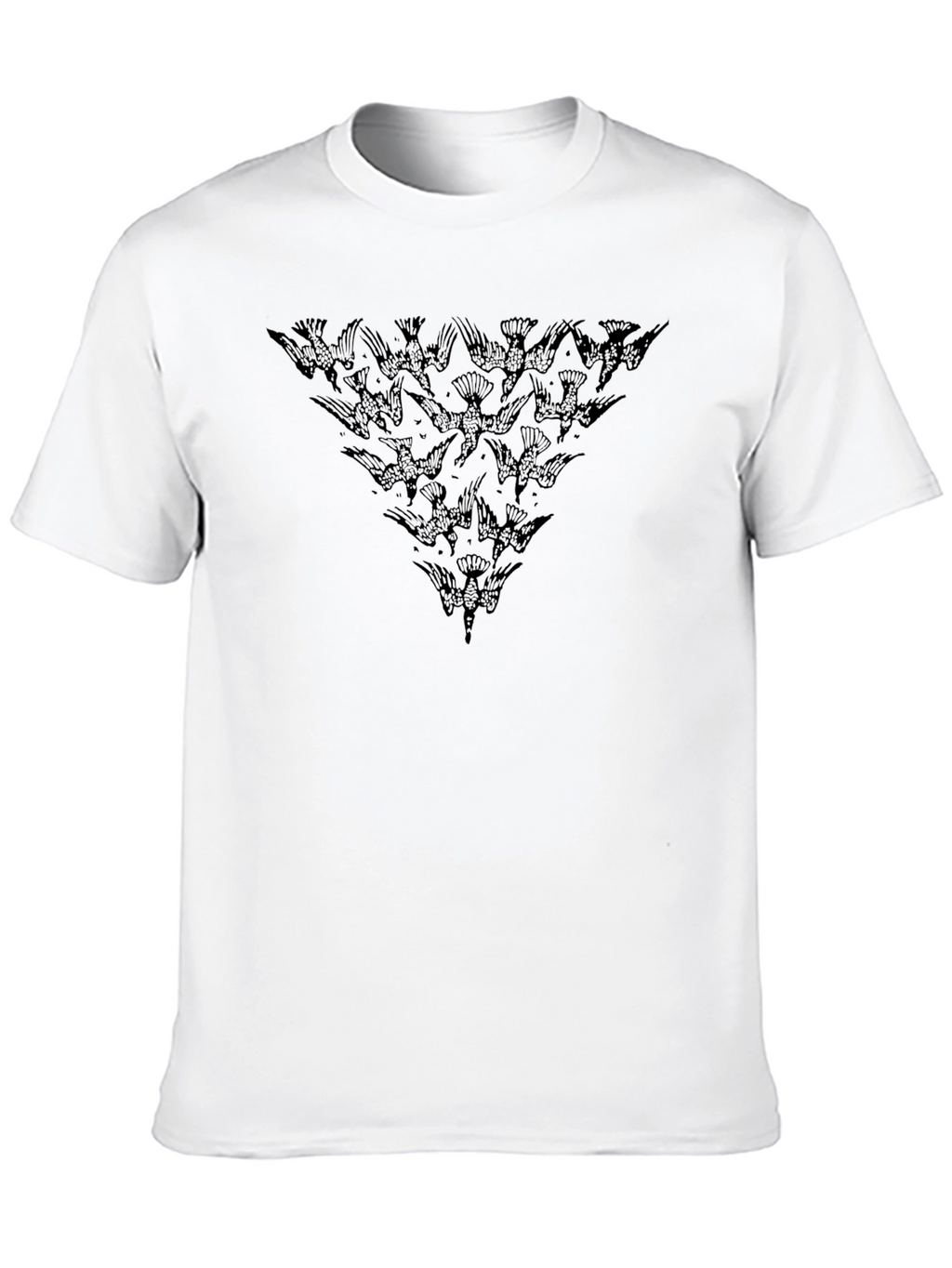 Birds Triangle Graphic Black T-Shirt