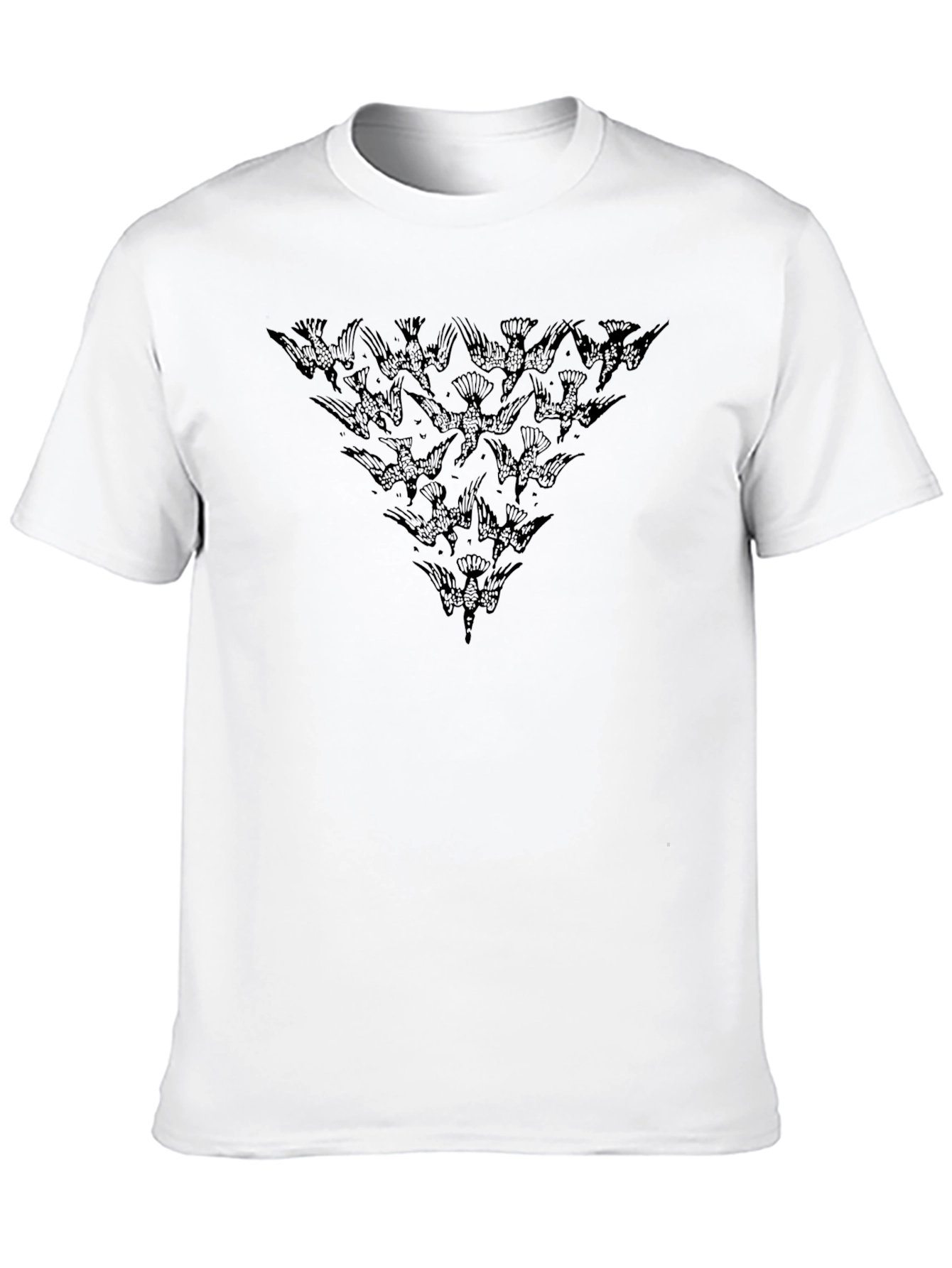 Birds Triangle Graphic Black T-Shirt