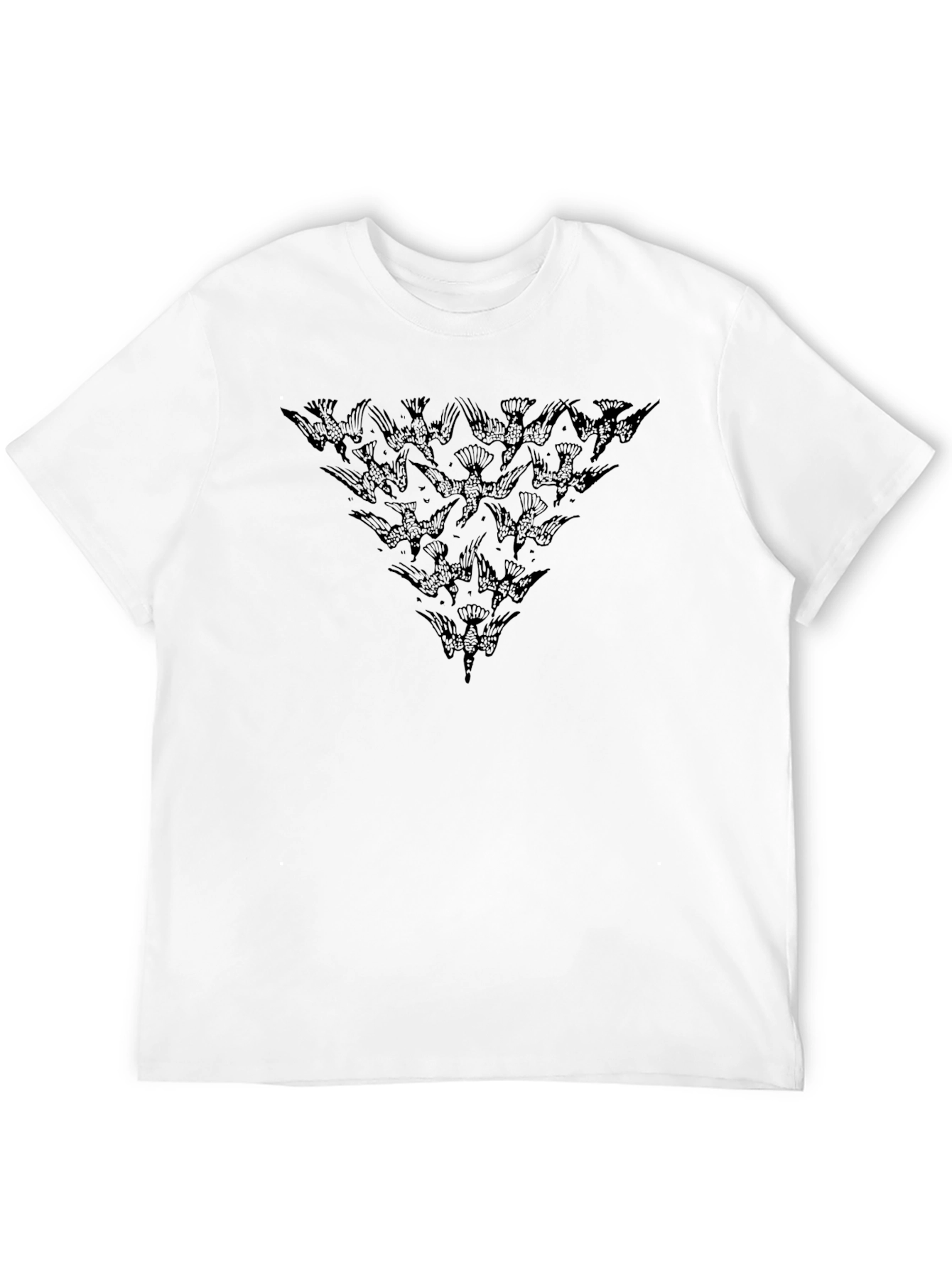 Birds Triangle Graphic Black T-Shirt