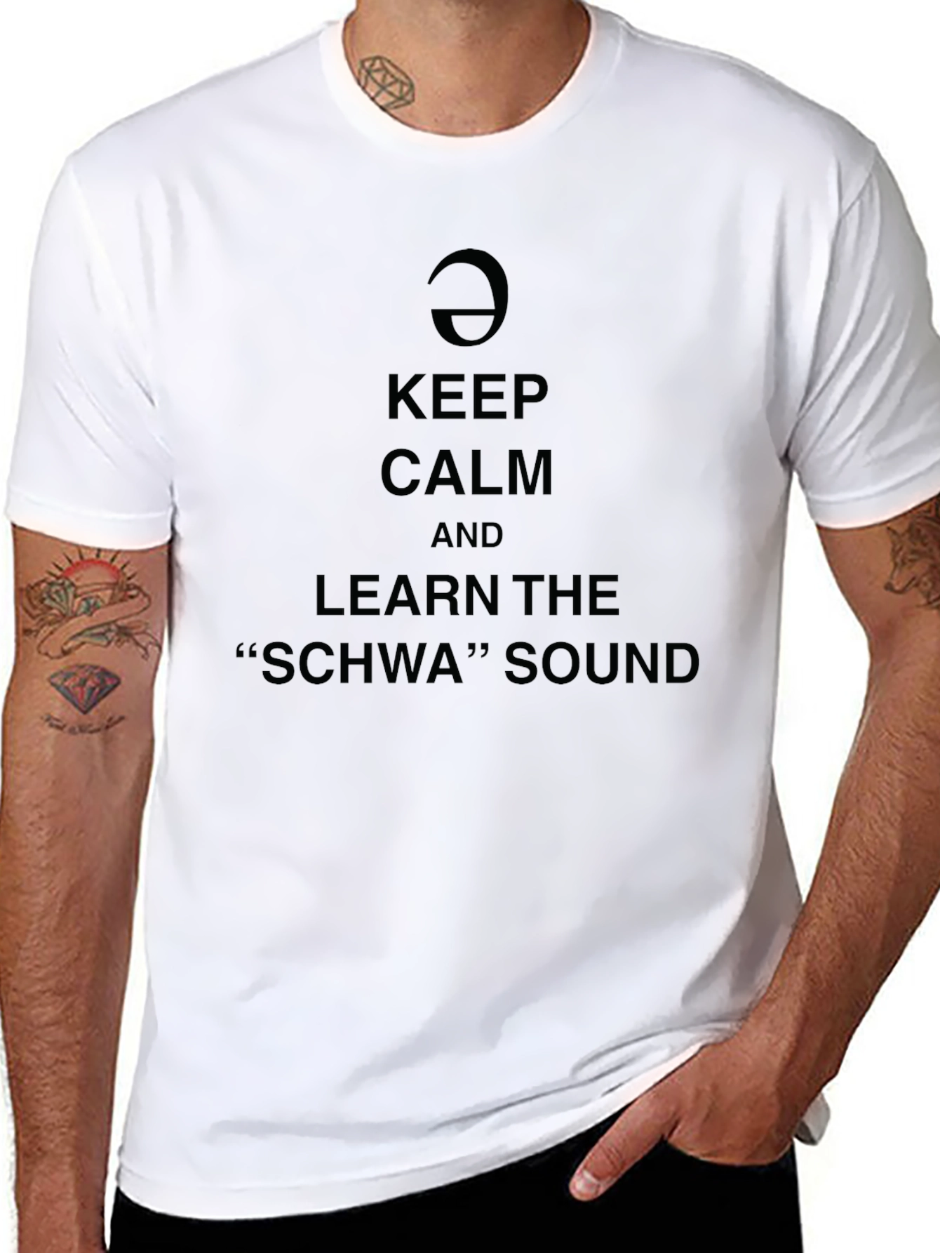 Keep Calm Learn Schwa Sound Black Graphic Tee