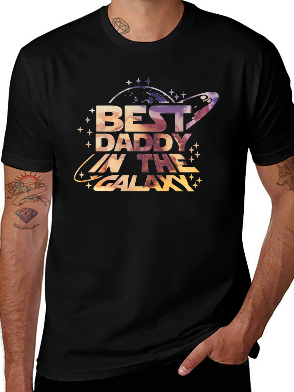 Best Daddy in the Galaxy Black T-Shirt