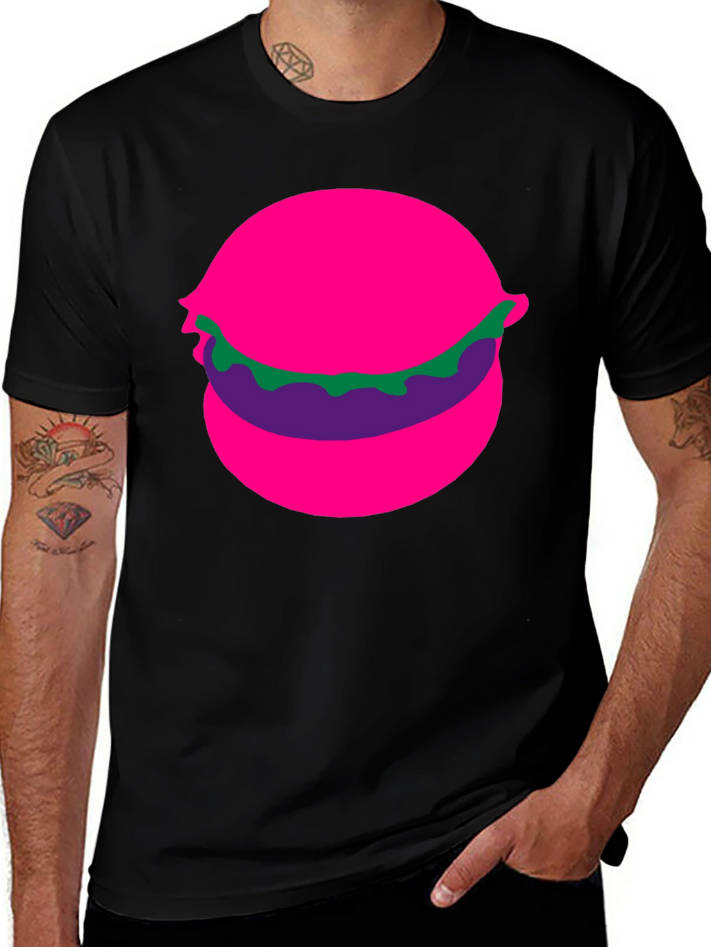 Funky Burger Graphic Tee - Black
