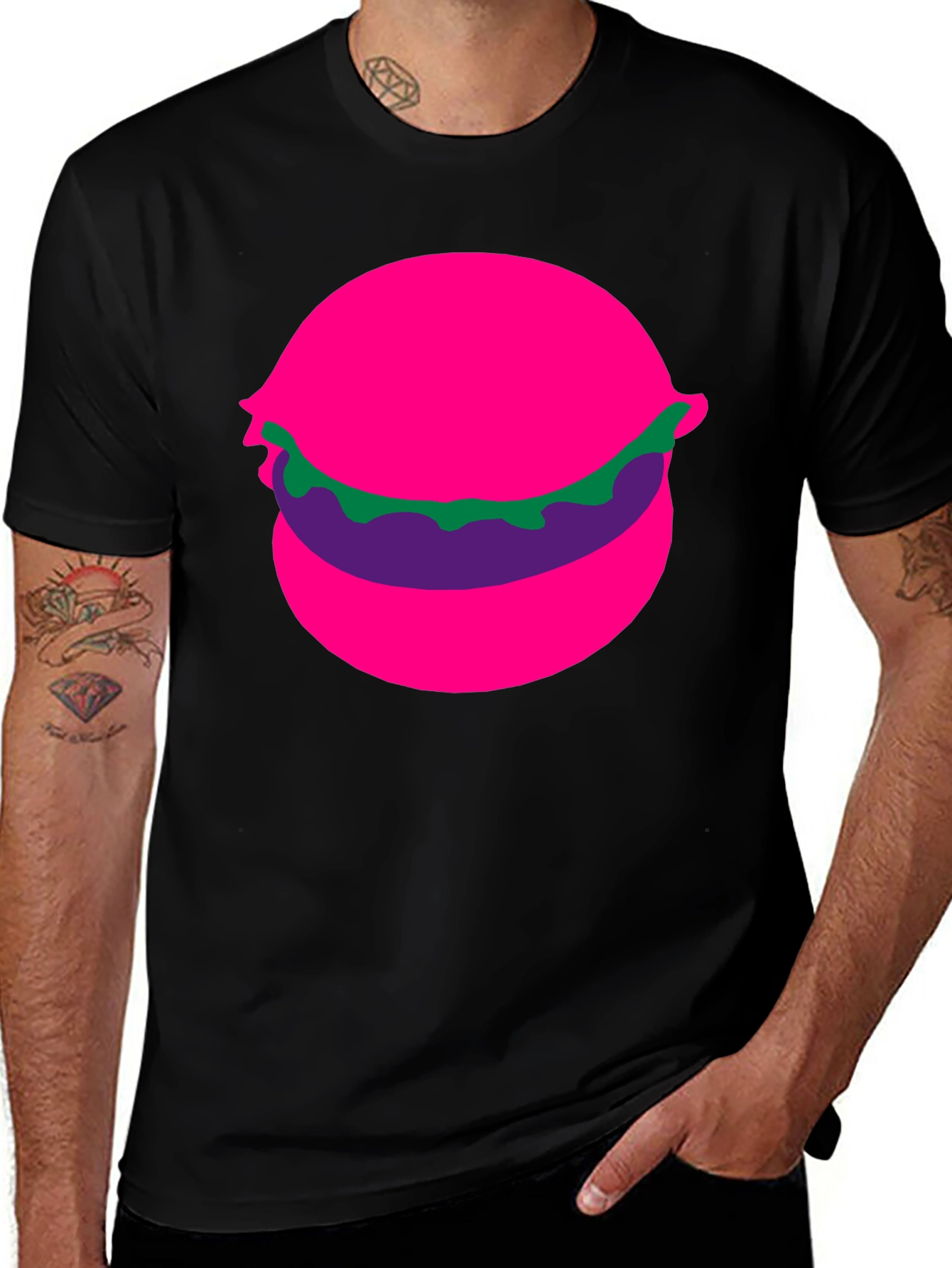 Funky Burger Graphic Tee - Black